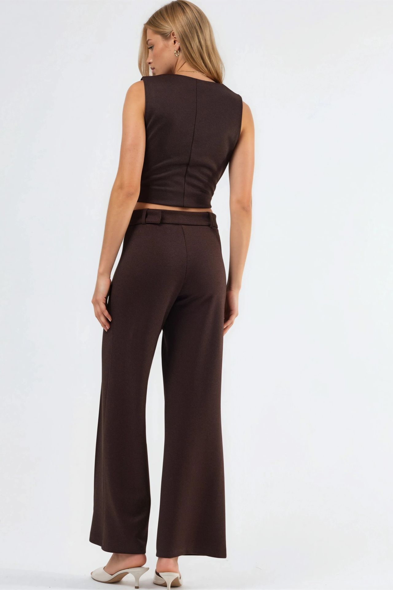 BUSEM High Waist Belted Straight Leg Pants 3