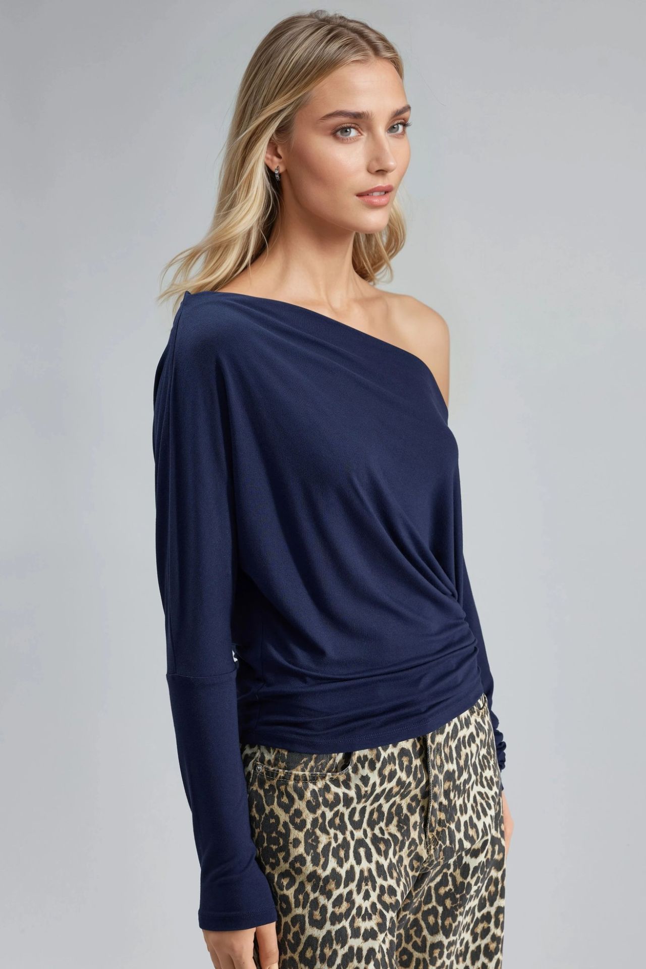 BUSEM Boat Neck Drape Blouse 4