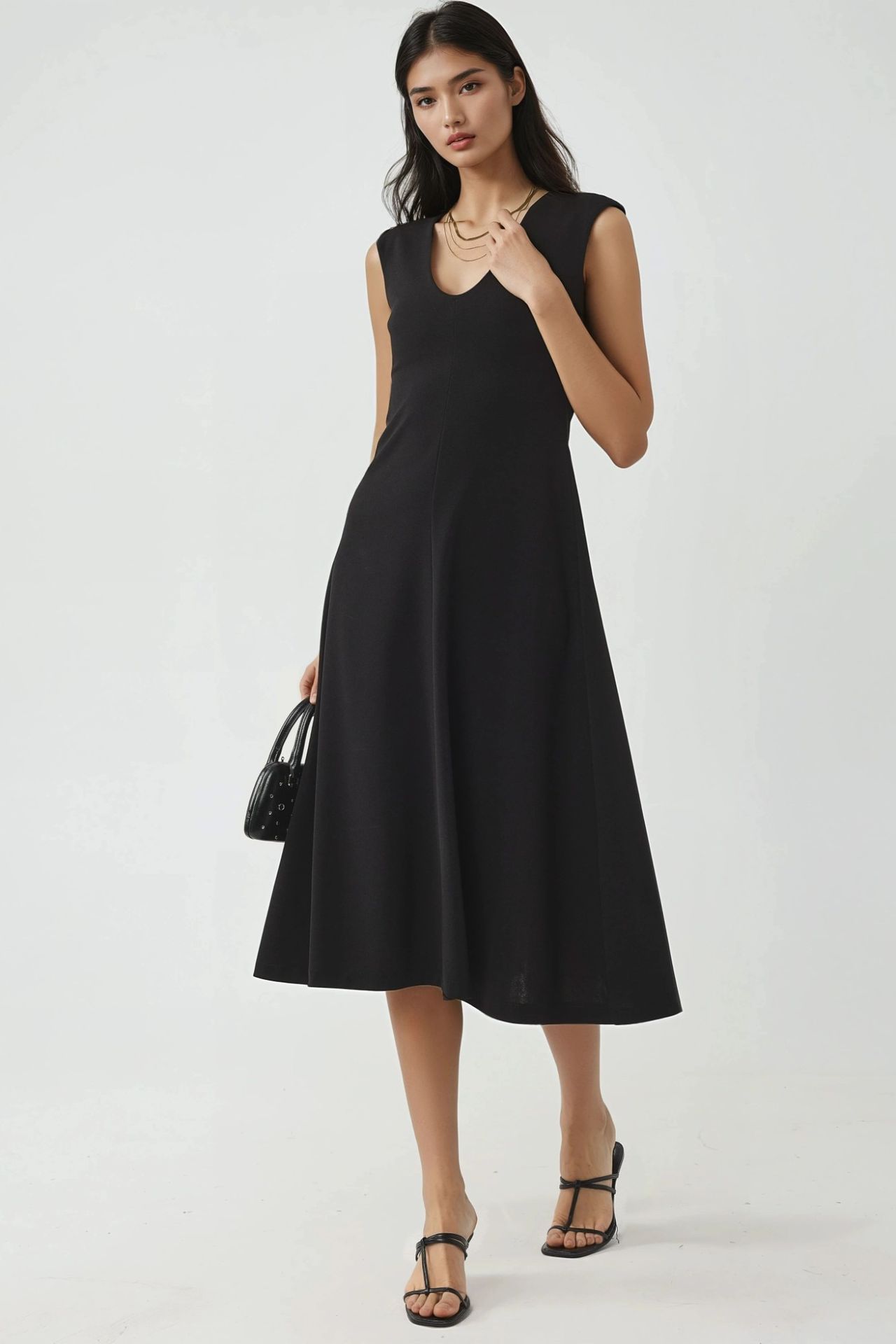 BUSEM V-Neck A-Form Midi Dress 4