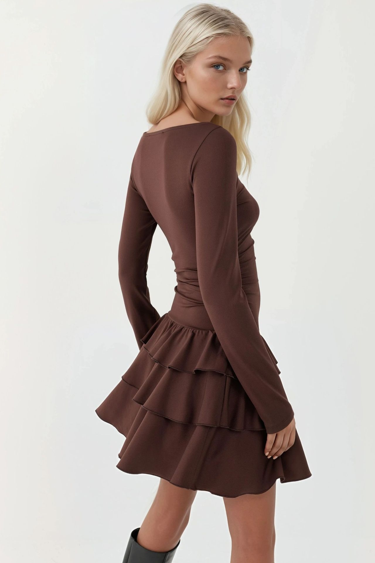 Frilly Crew Neck Mini Dress 2