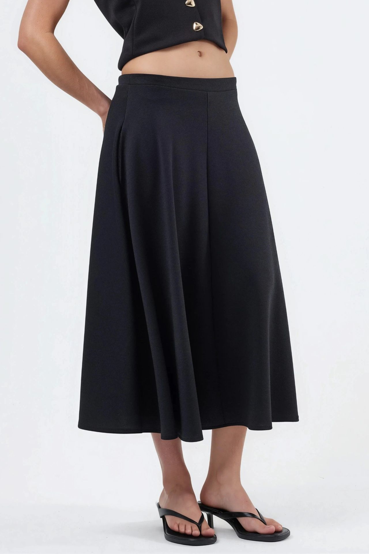 BUSEM High Waist A-Line Midi Skirt 1