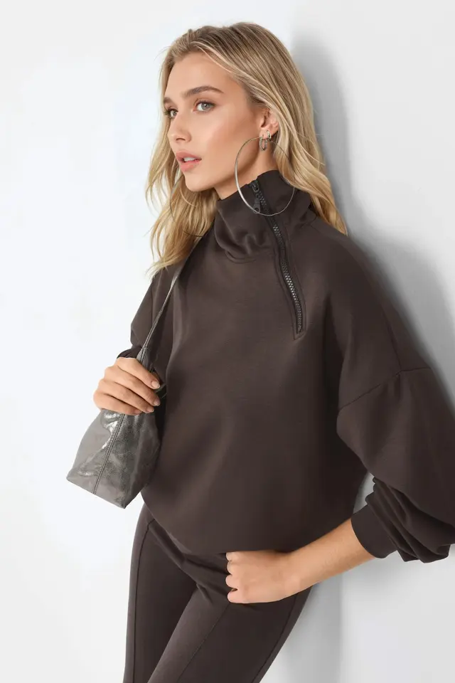 BUSEM Relaxed Fit Zipper Collar Sweatshirt