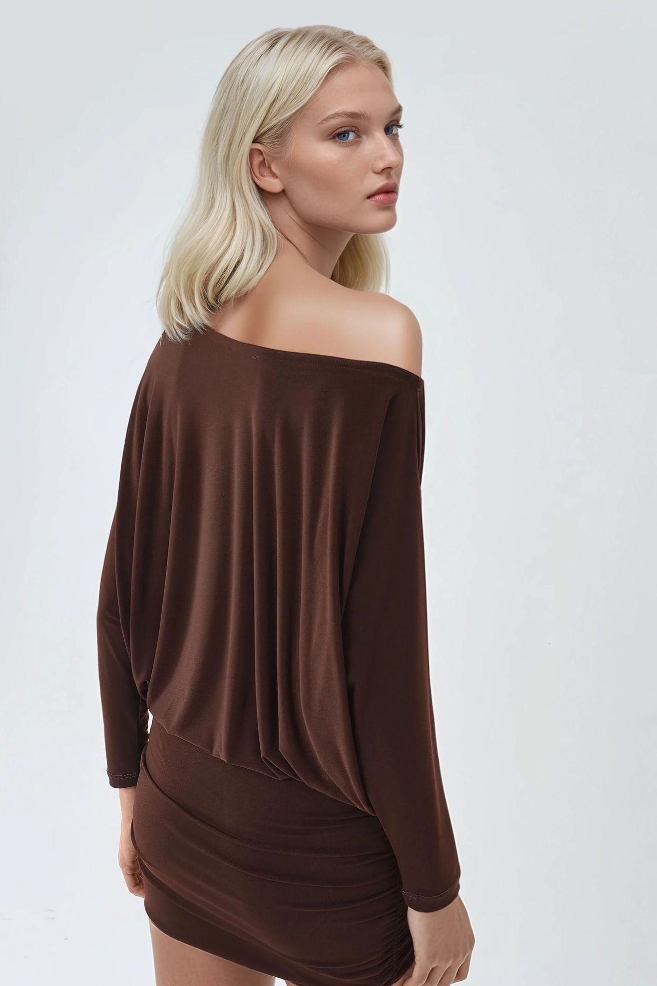 BUSEM Asymmetrical Collar Fitted Mini Dress 4