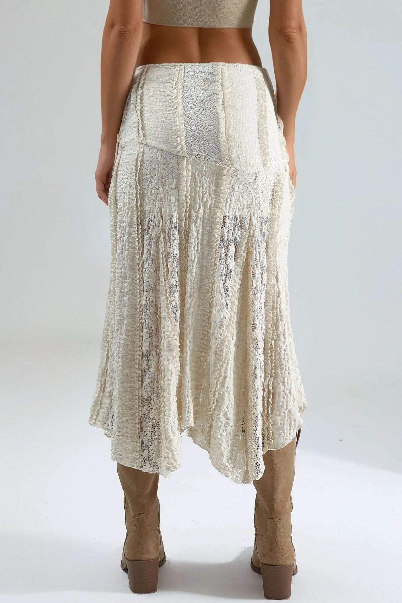 BUSEM High Waist Lace A-Line Midi Skirt 2