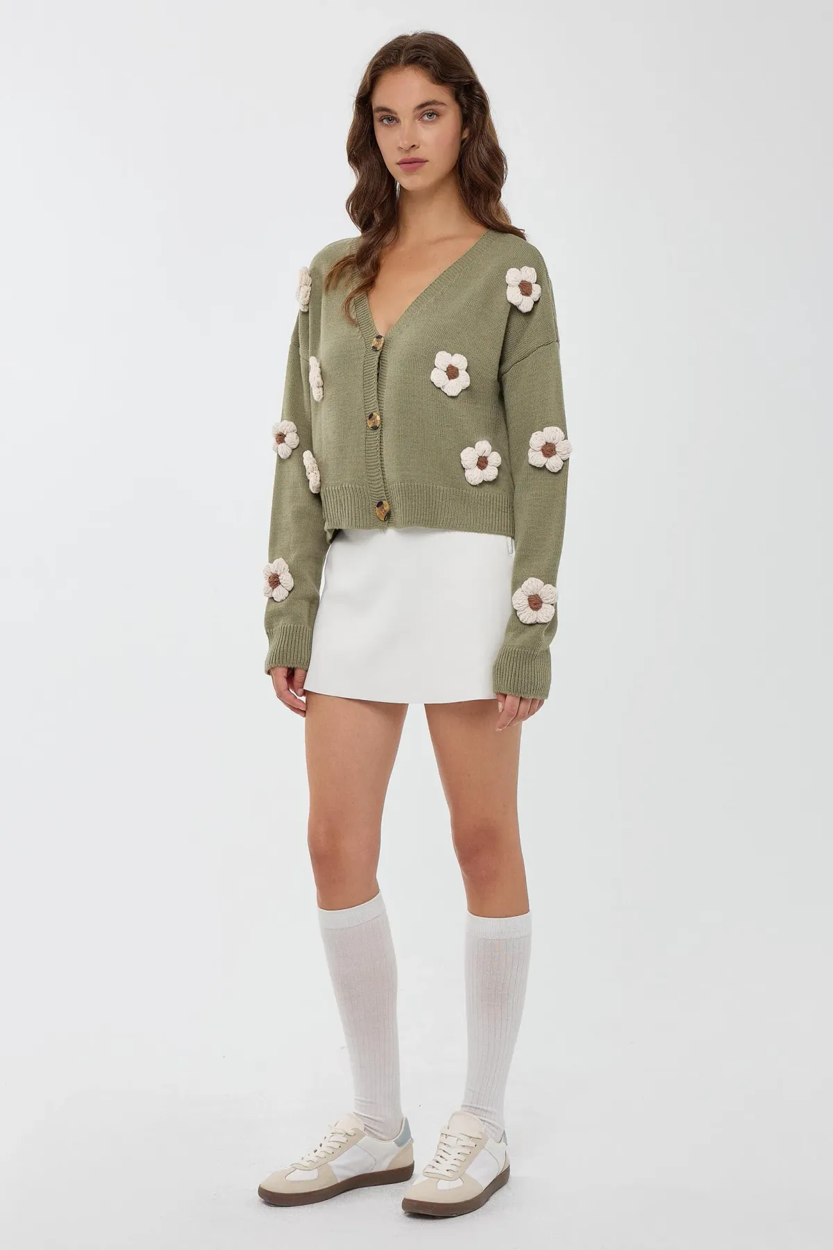 Floral V-Neck Relaxed Fit Cardigan 2