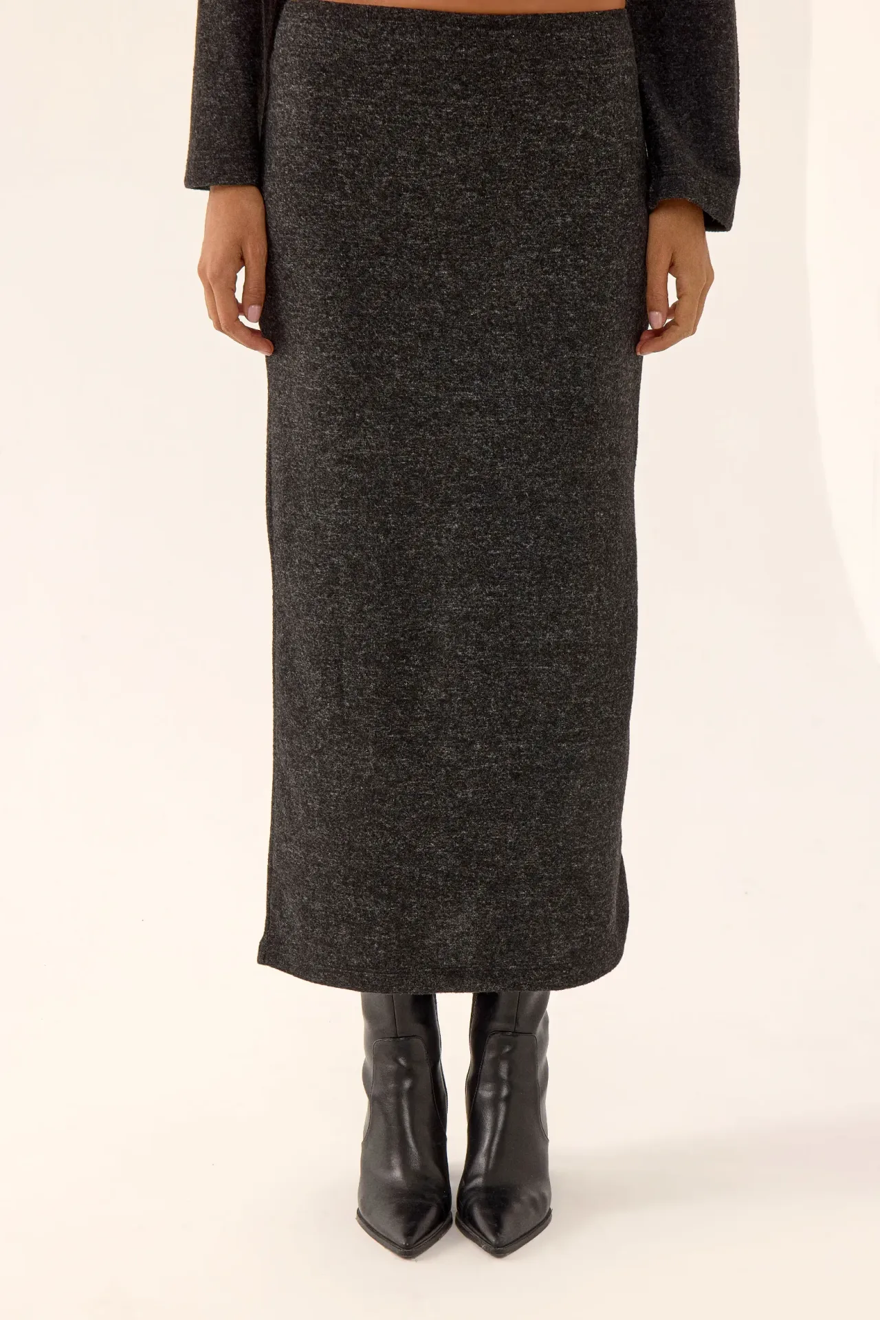 Textured High Waist Maxi Skirt