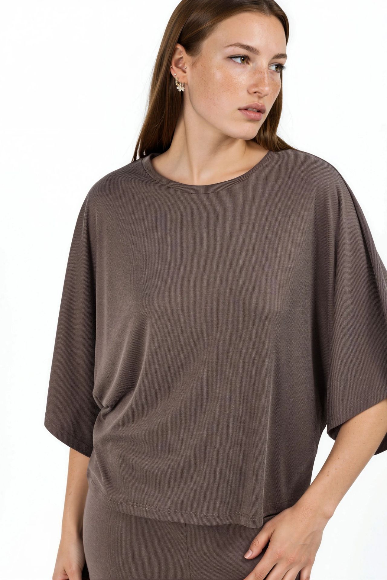 BUSEM Loose Fit Ribbed Crew Neck Blouse 1