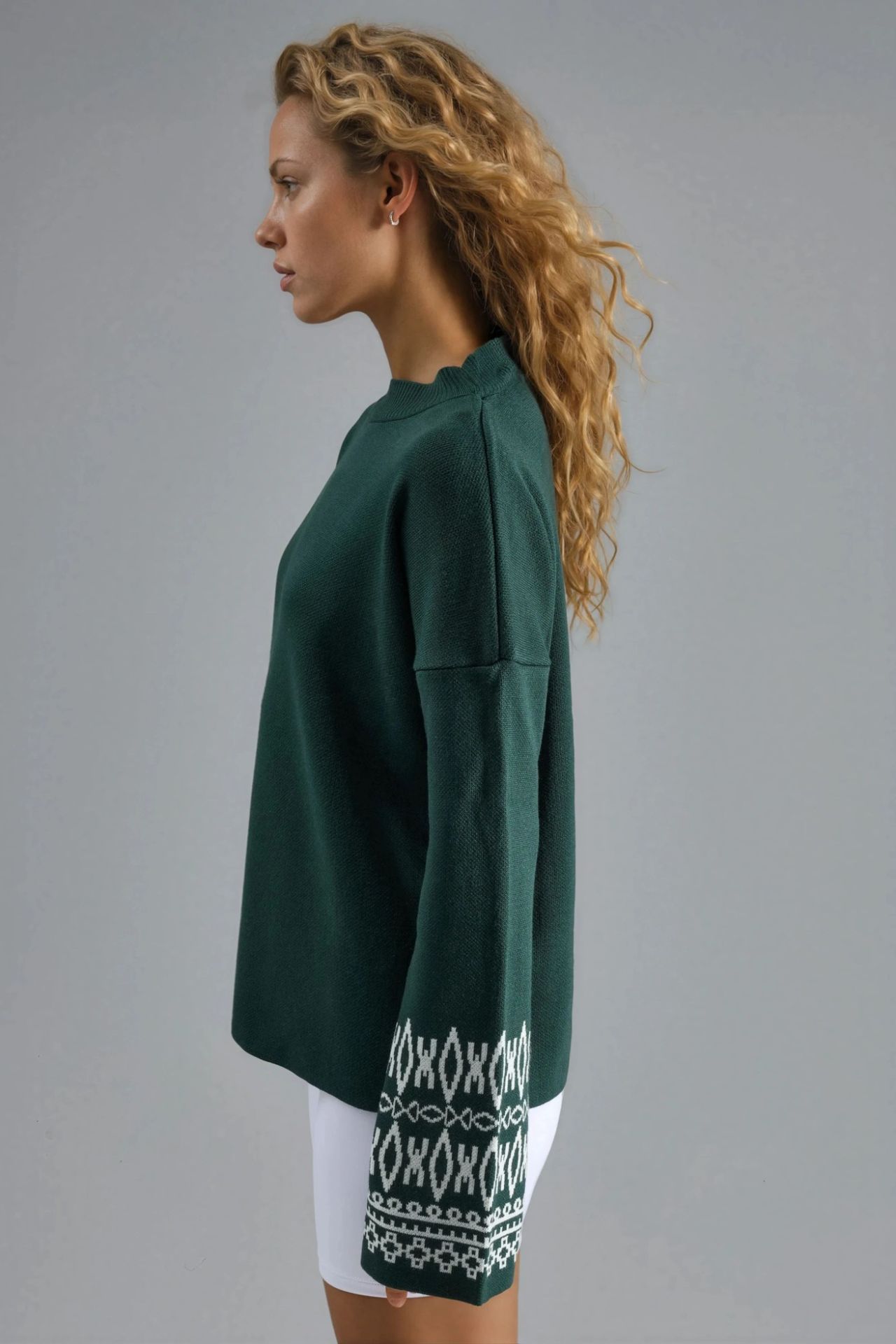 MY FASHION Crew Neck Jacquard Knit Sweater 4