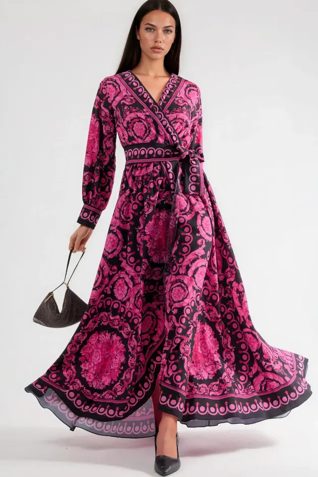 MSN Floral Tie Detail Midi Dress