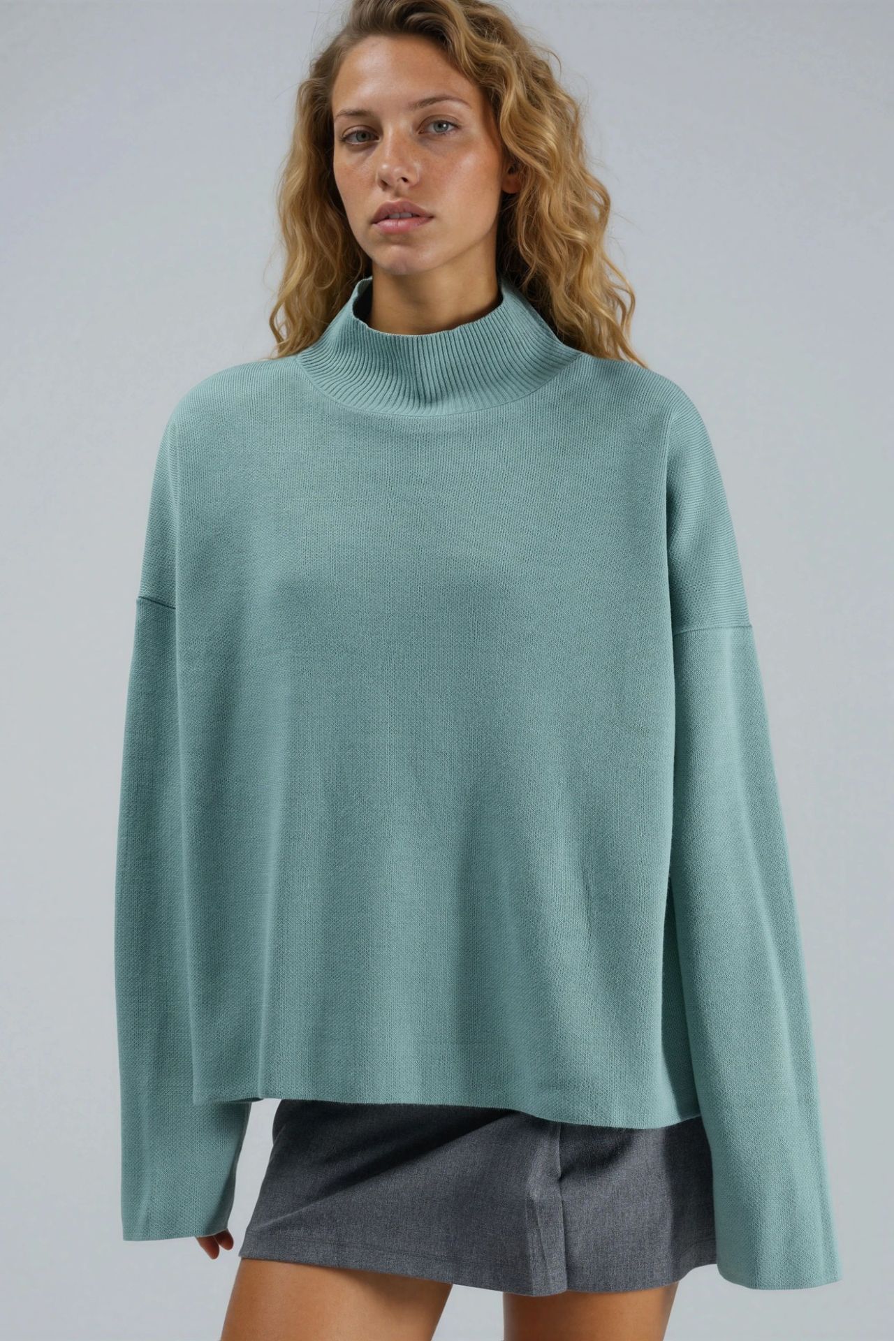 MY FASHION Oversized Ribbed Turtleneck Sweater 7