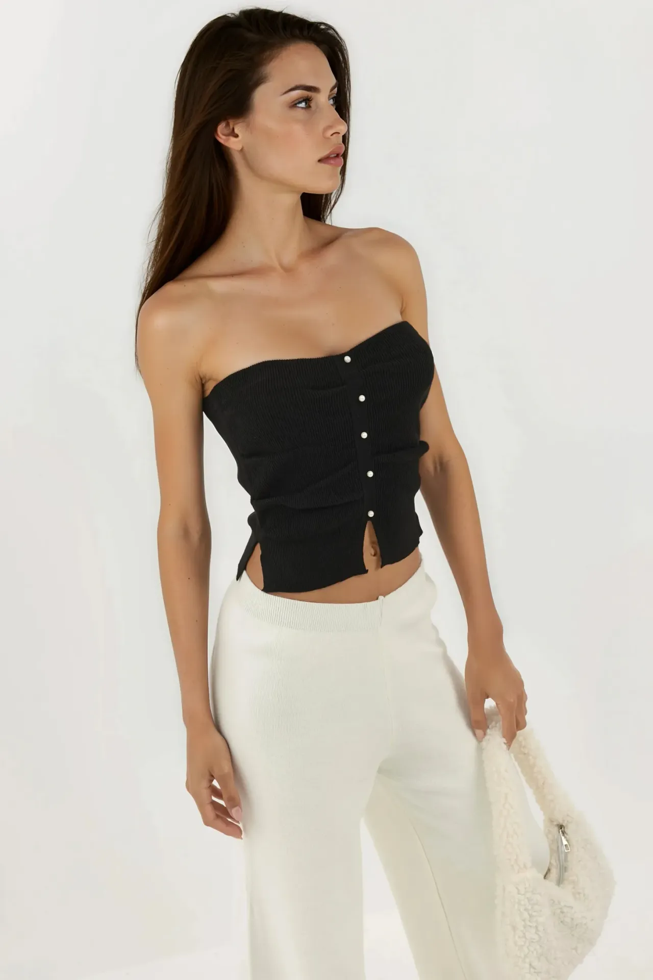 Slim Fit Strapless Knitted Top 2