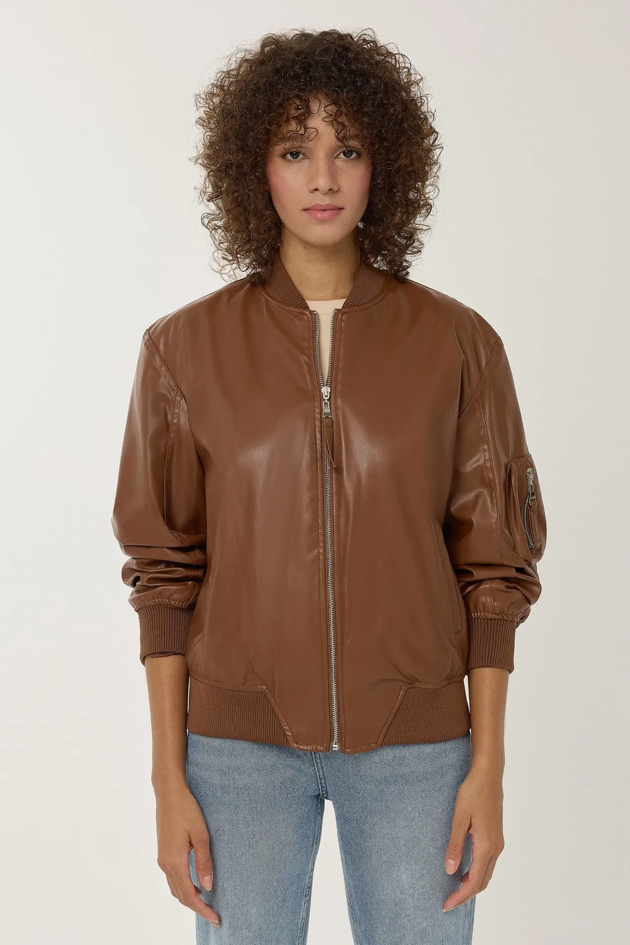 Relaxed Fit Faux Leather Jacket