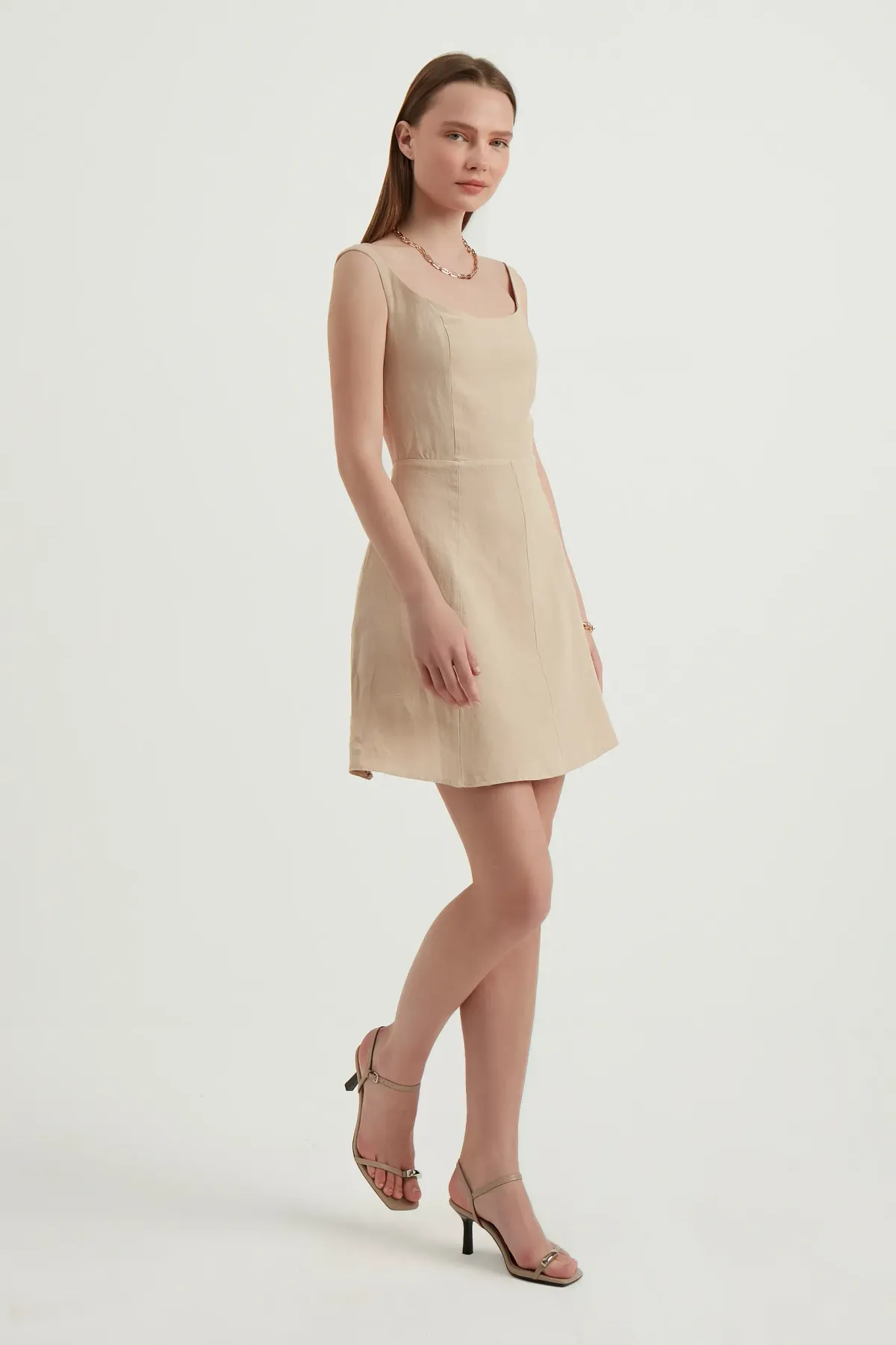 Square Neck Backless Mini Dress 3