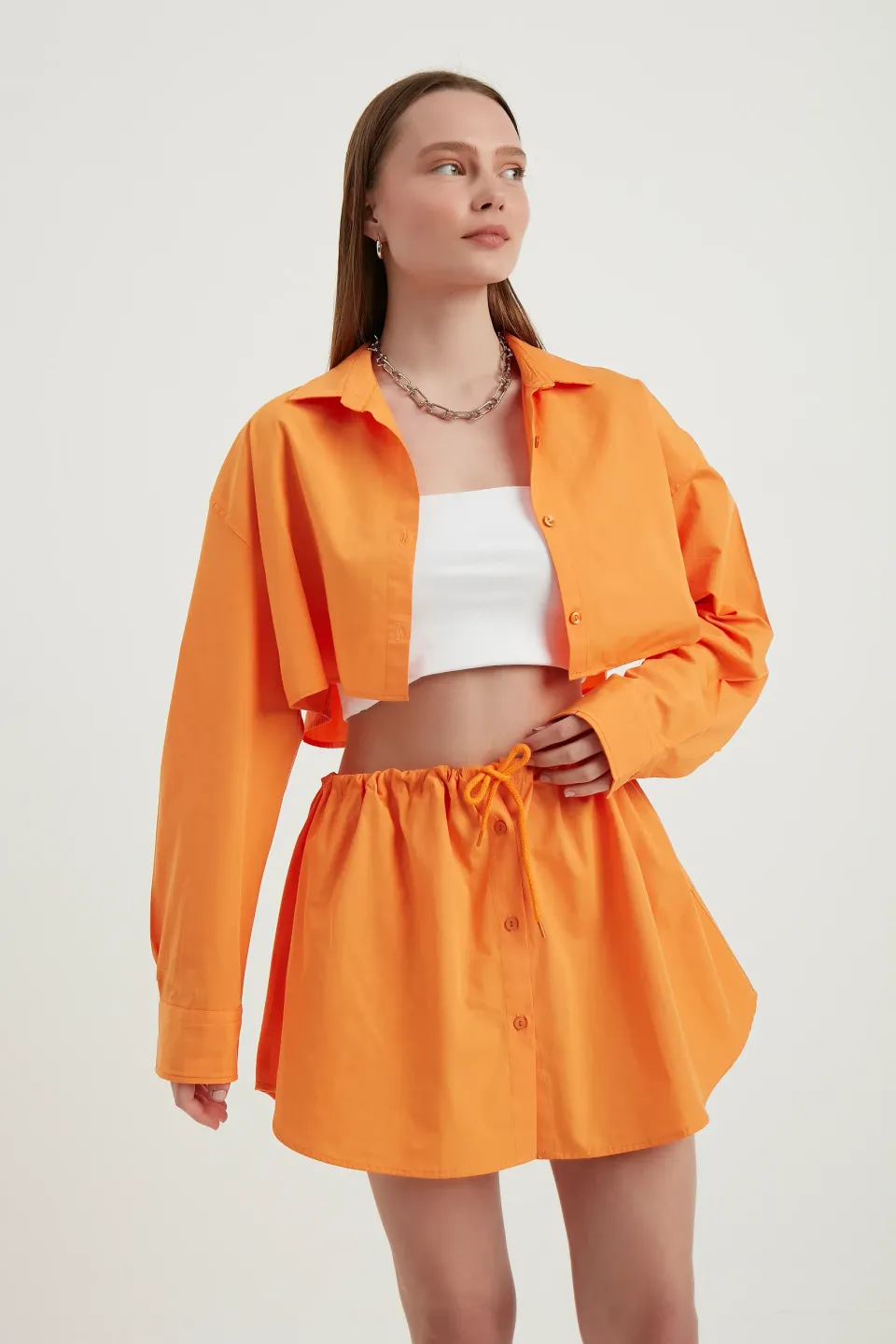 Loose Sleeves Oversized Crop Shirt