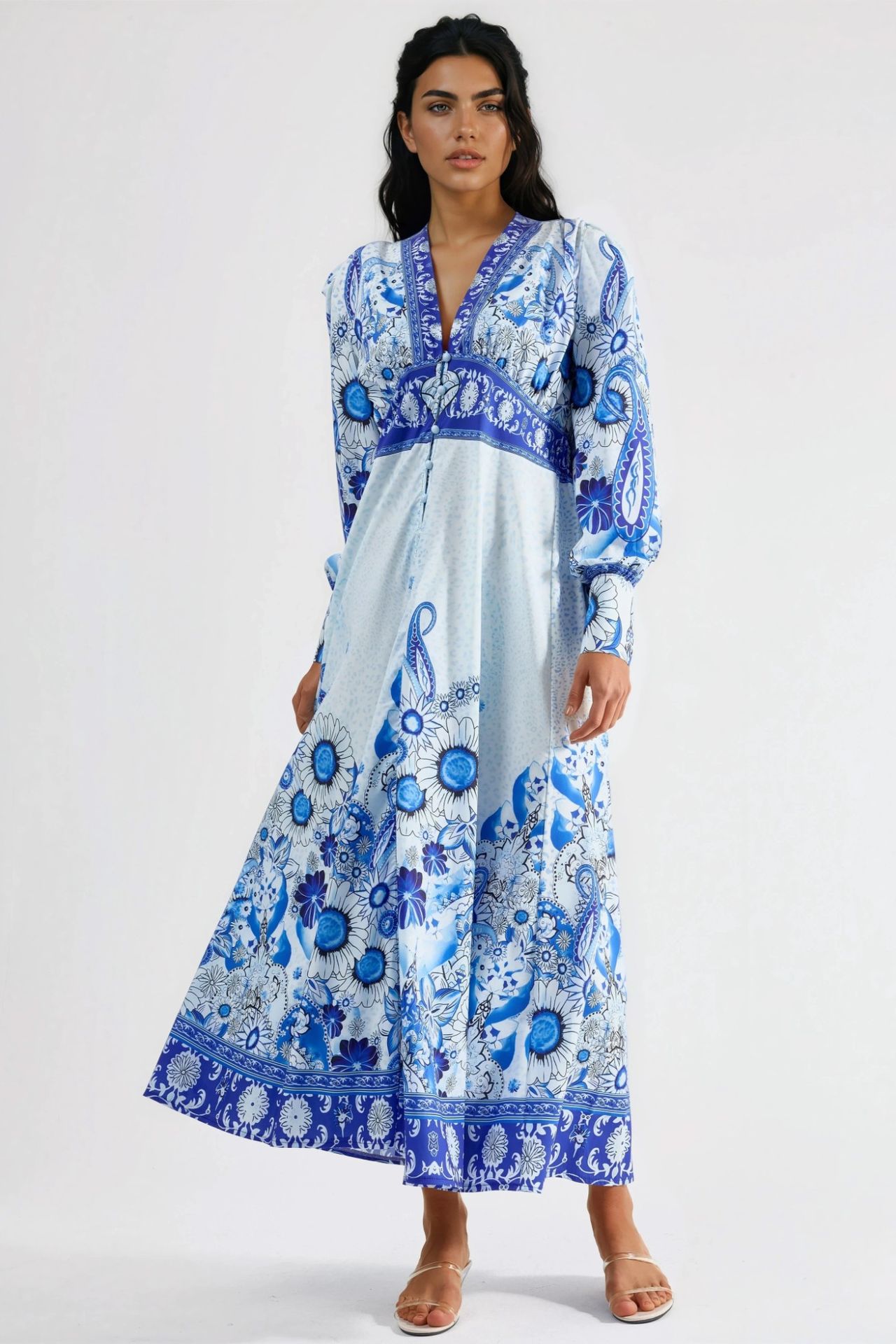 MSN Floral Maxi Dress with Paneled Design 6