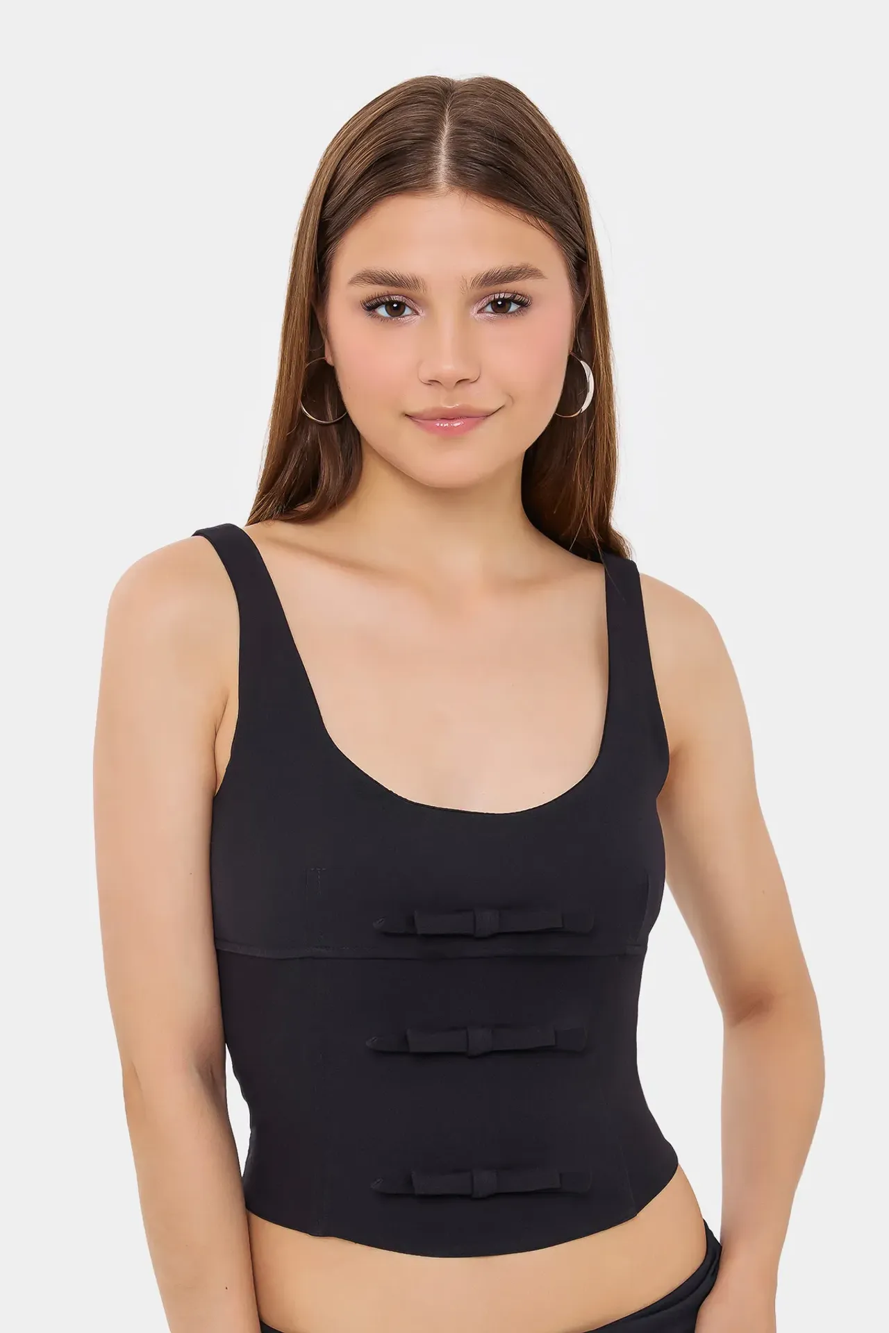 Sleeveless Bodycon Top with Bow Detail