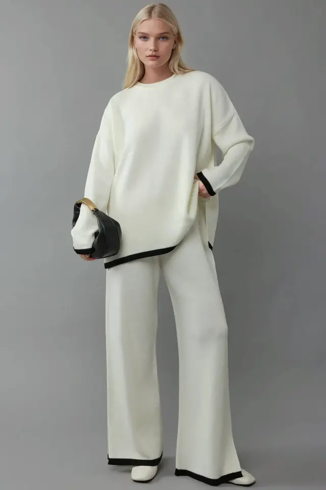 Sweater & Wide Leg Pants Knit Co-ords Set