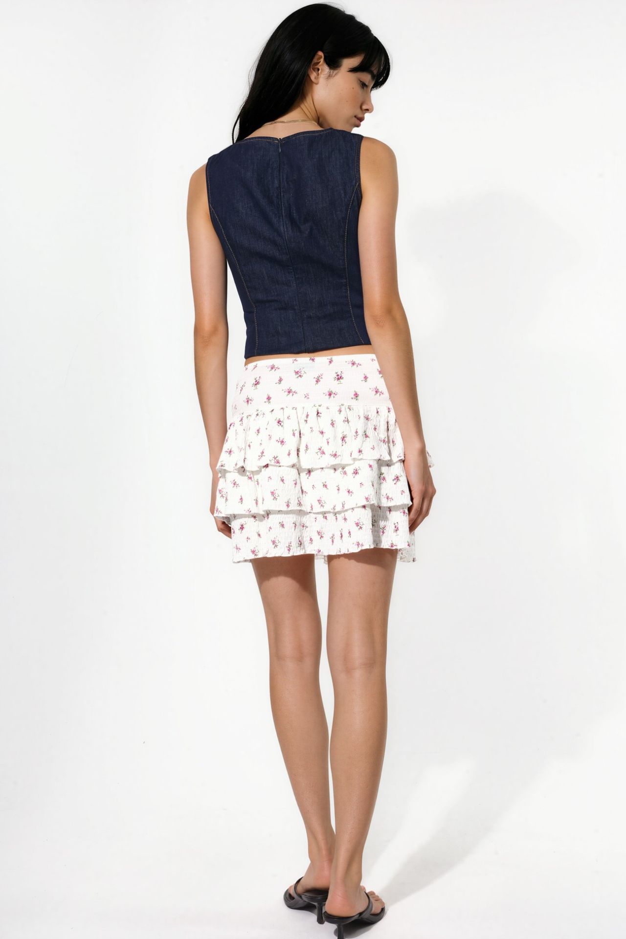 BUSEM Floral High Waist Mini Skater Skirt 4