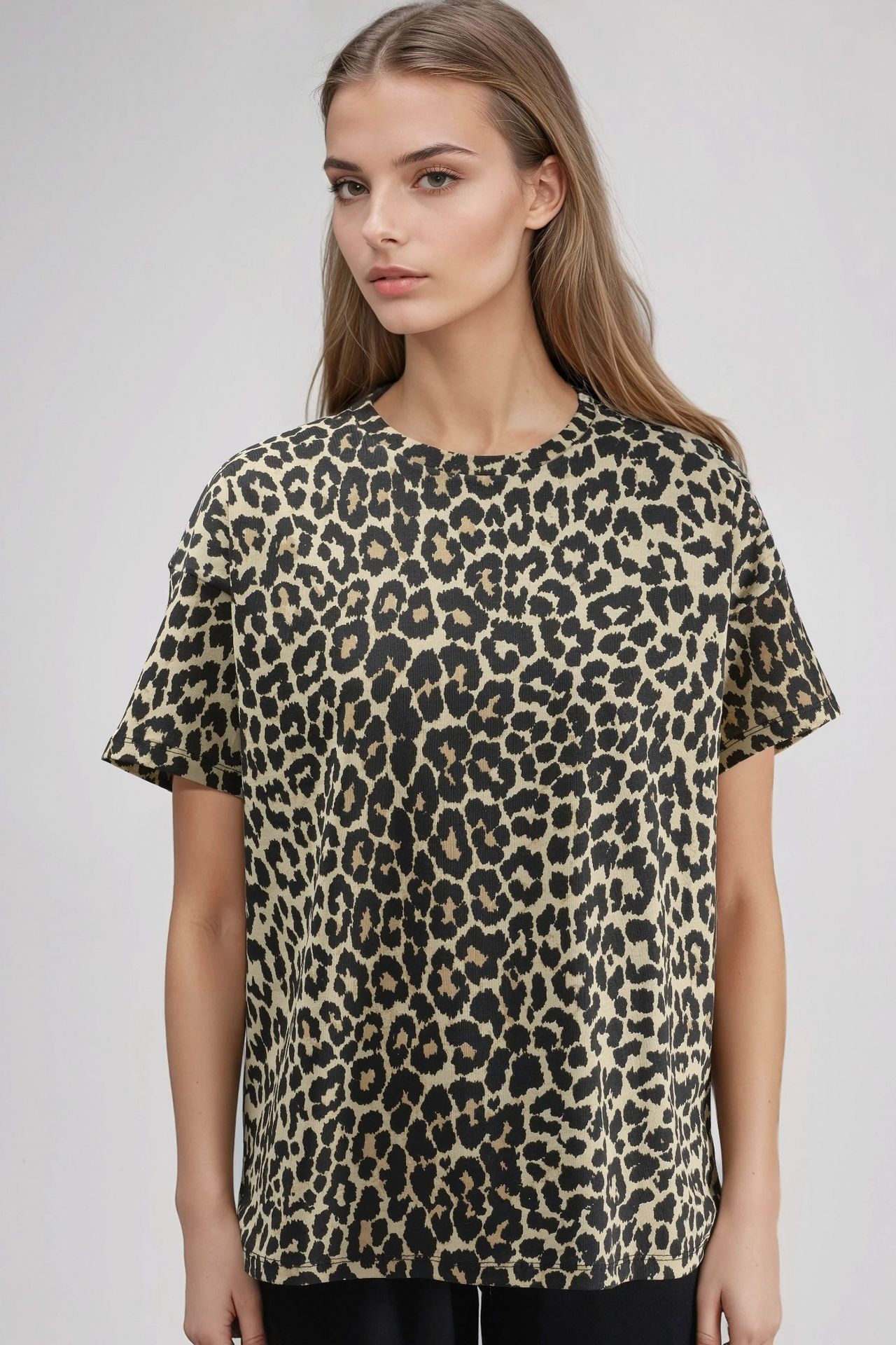 Oversized Leopard Print Crew Neck T-Shirt 7
