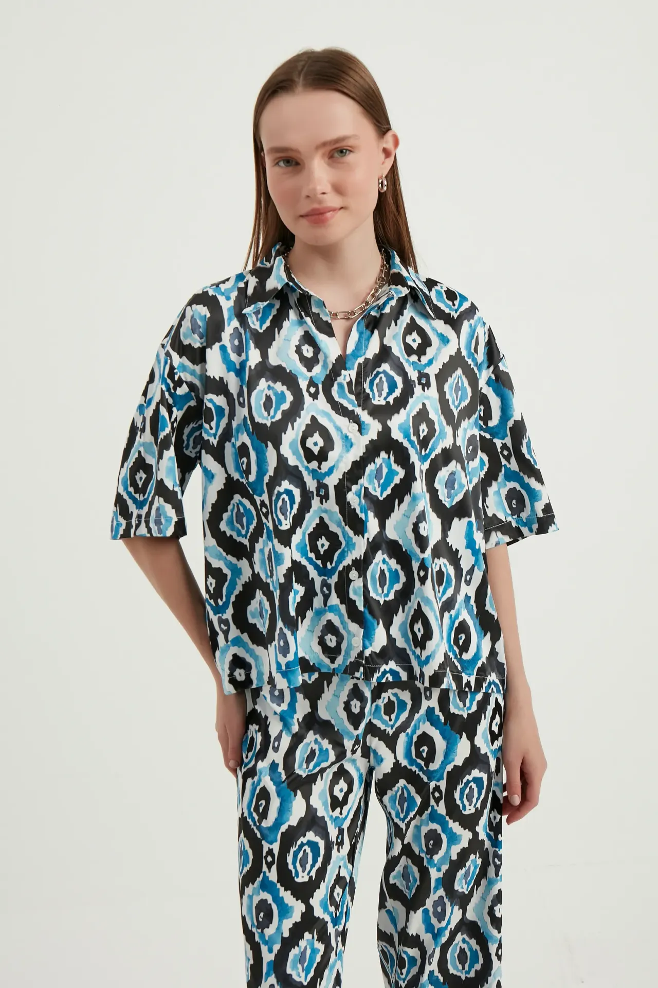 Satin Relaxed Short Sleeve Boho Shirt