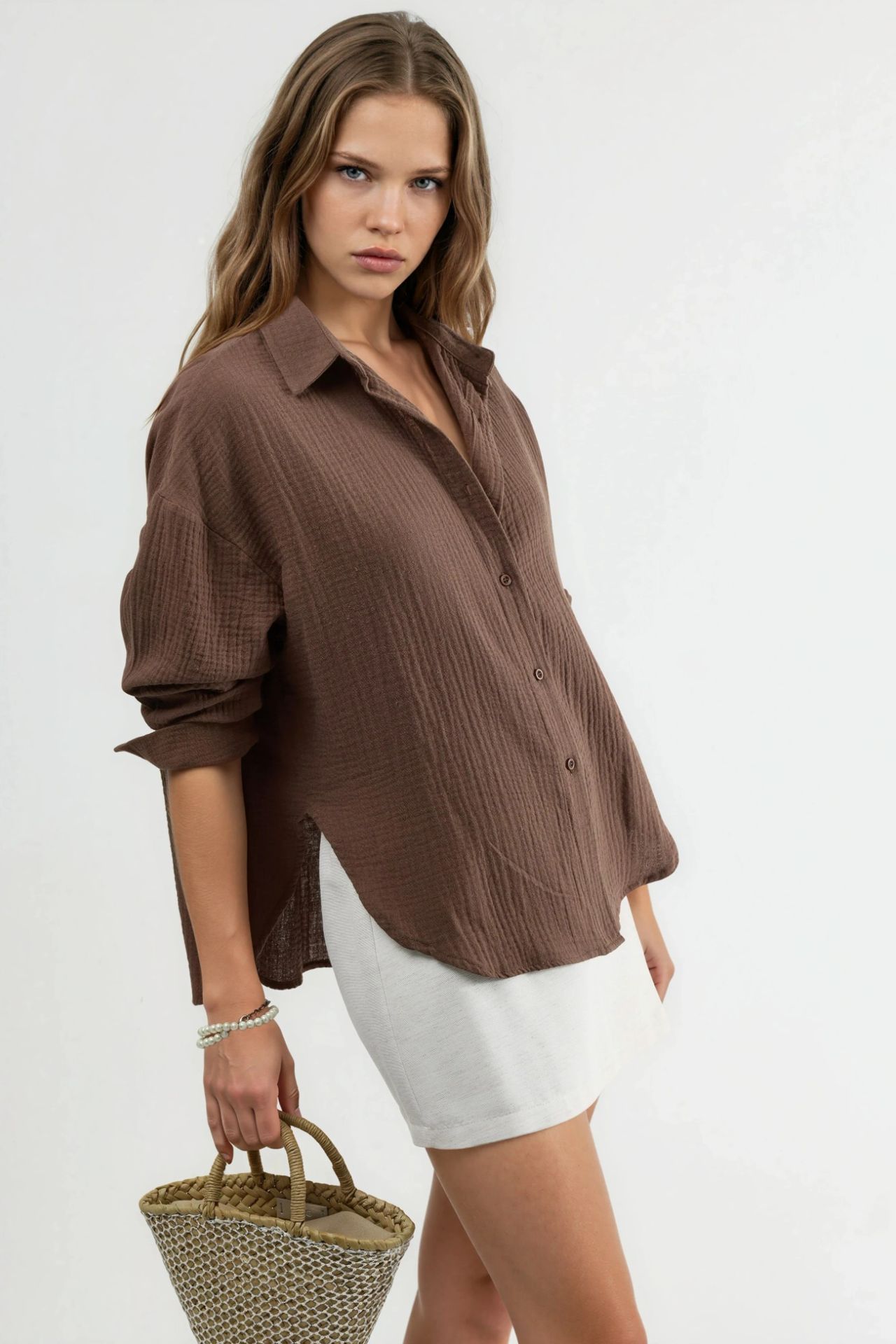BUSEM Textured Woven Cotton Button-Up Shirt 2