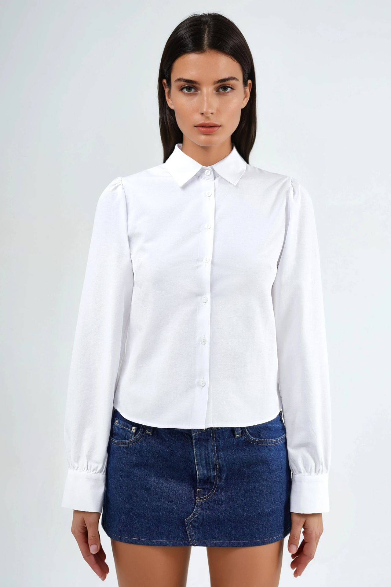 BUSEM Solid Poplin Shirt with Button Closure 7