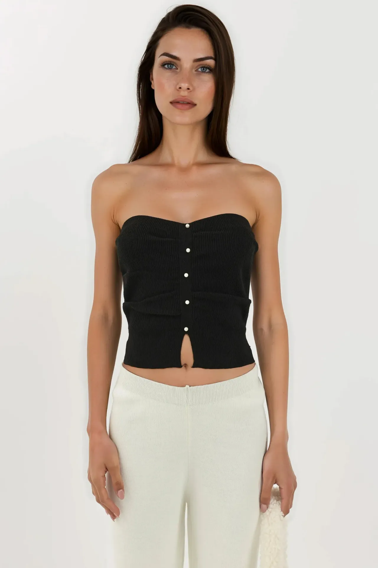 Slim Fit Strapless Knitted Top 7
