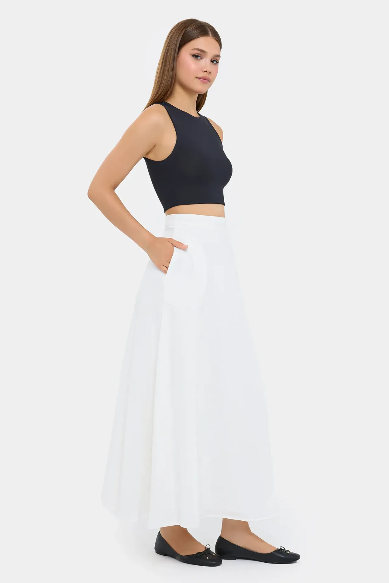 High-Waist Maxi Skirt with Zipper