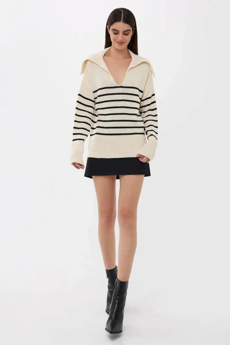 Striped V-Neck Sweater 2