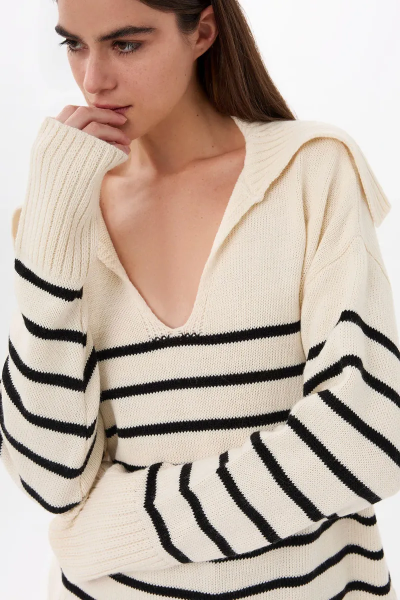 Striped V-Neck Sweater 5