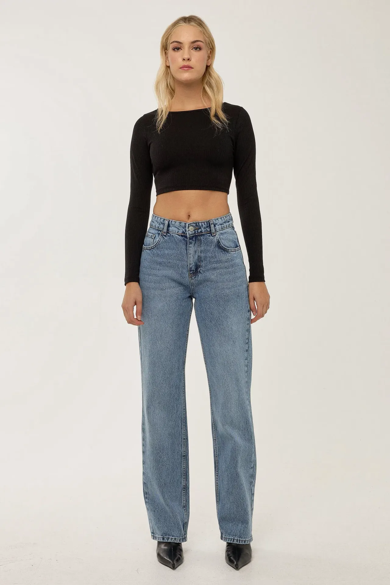 Straight Leg Medium Rise Jean