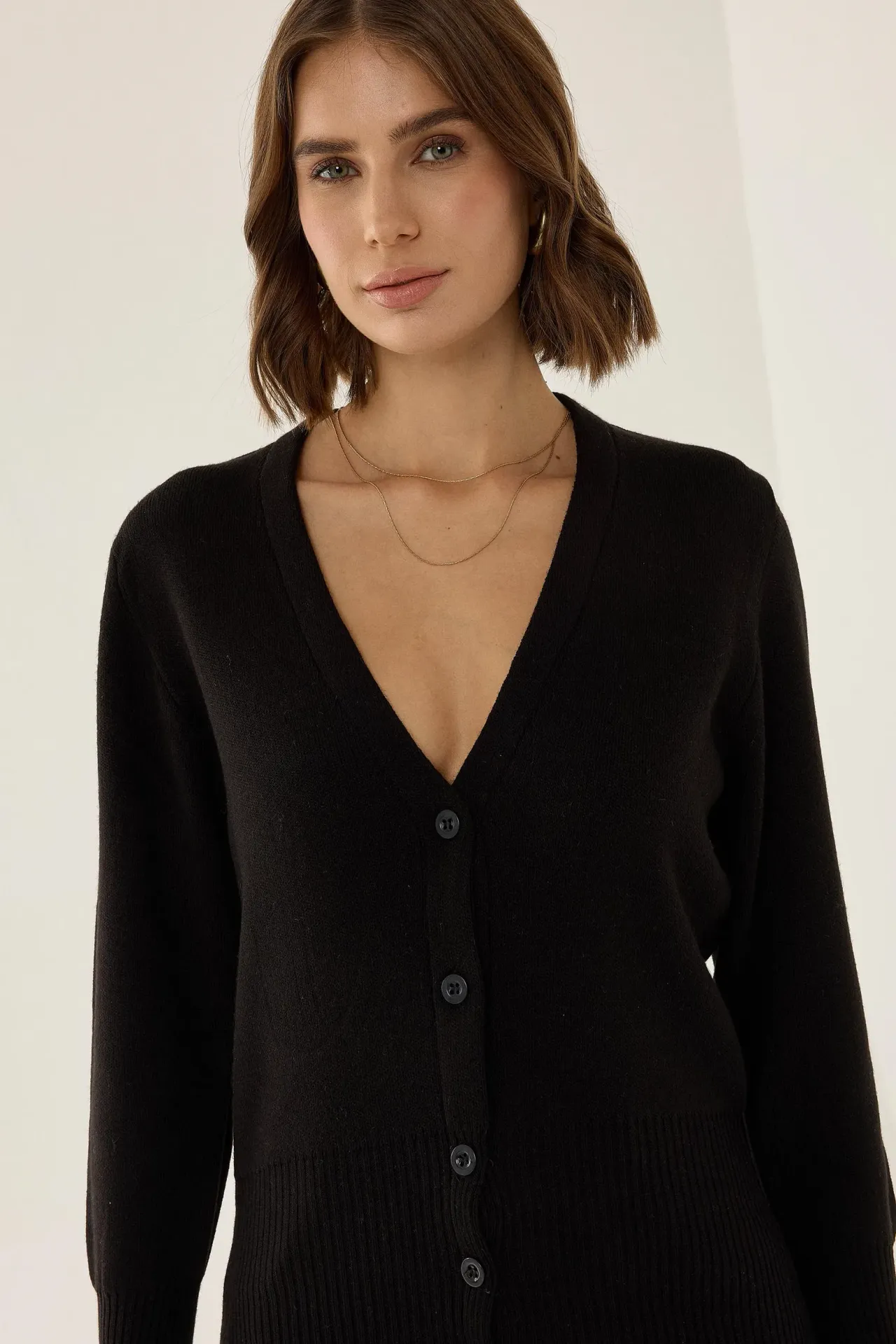 Semi Fit V-Neck Knitted Cardigan