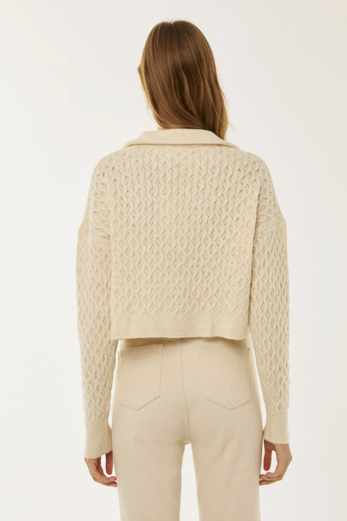 Textured Knitted Sweater with Shirt Collar 5