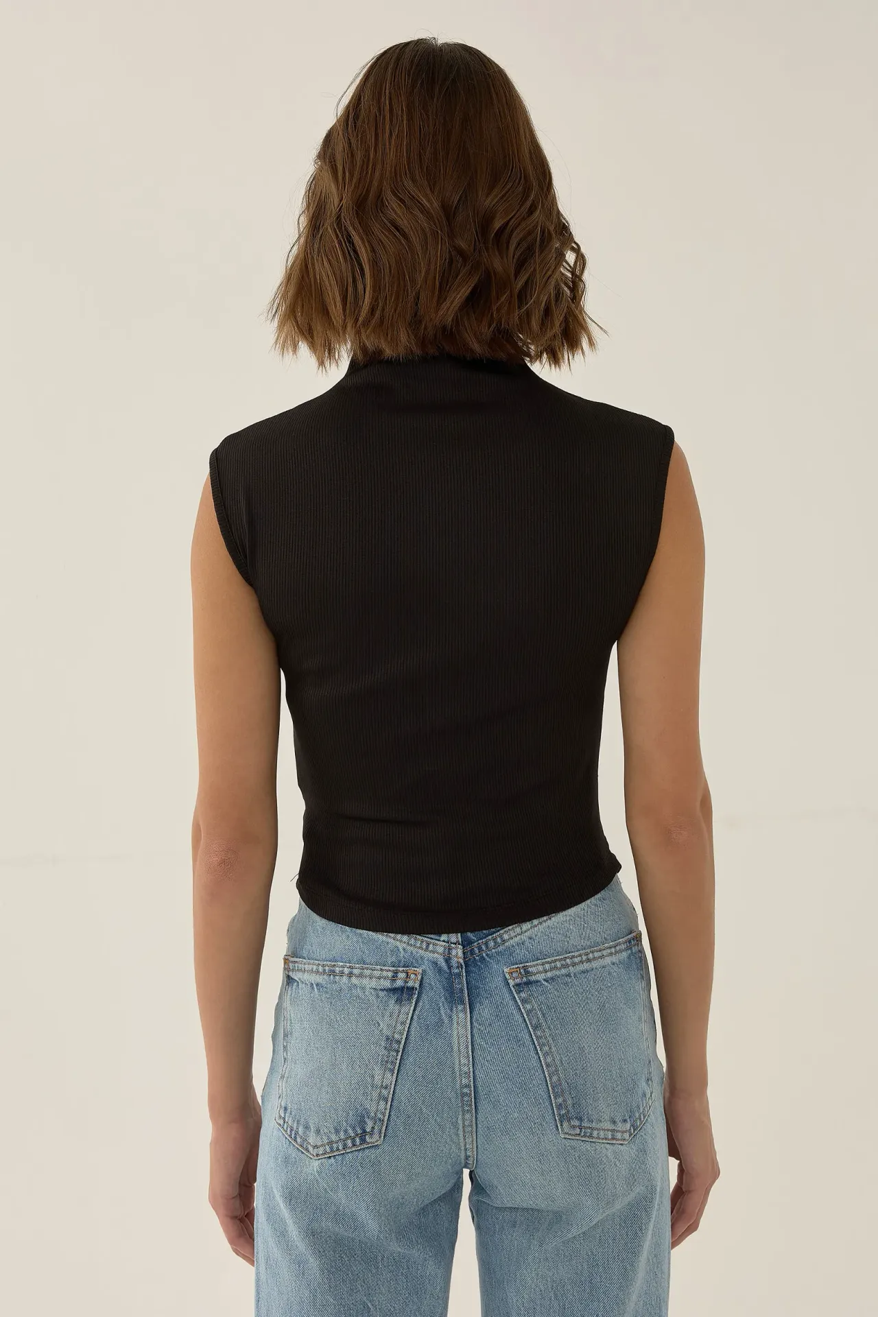 Ruched Half Turtleneck Crop Top