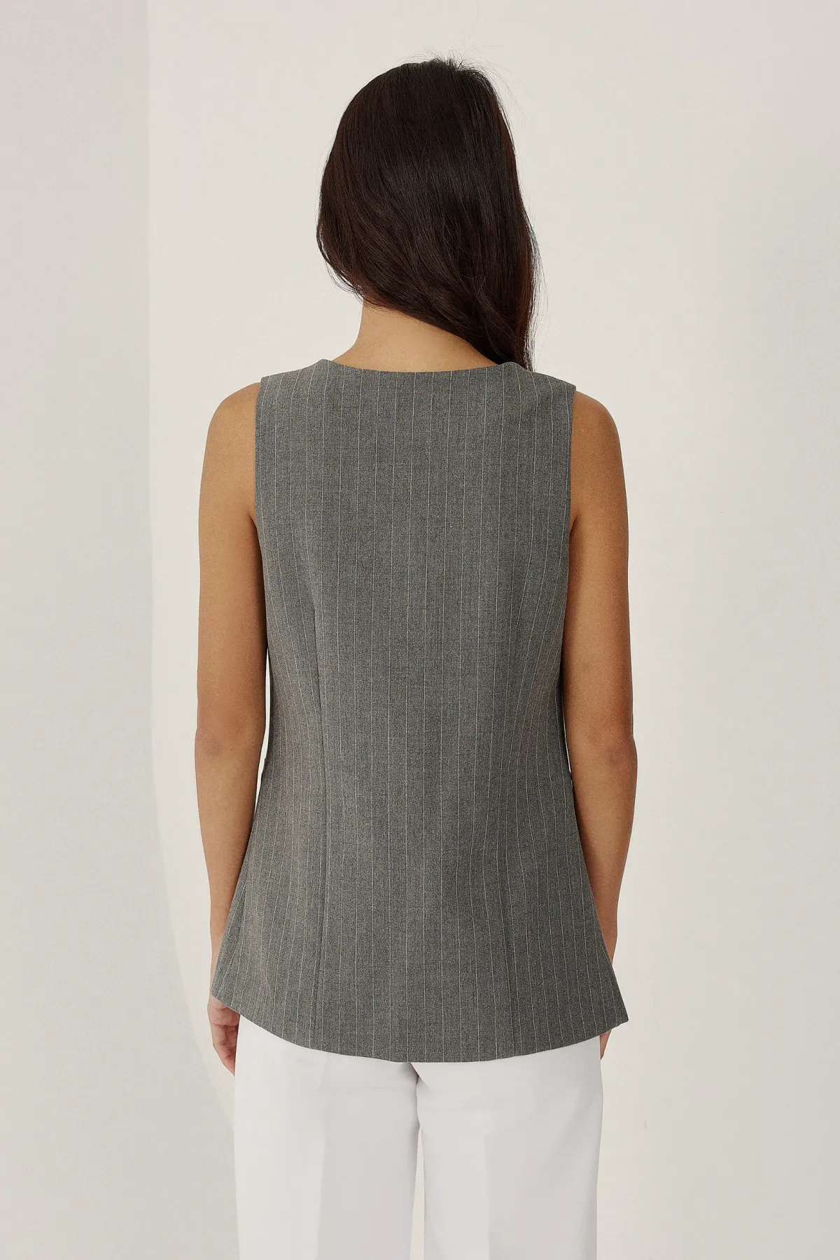 Striped Round Neck Sleeveless Waistcoat 5