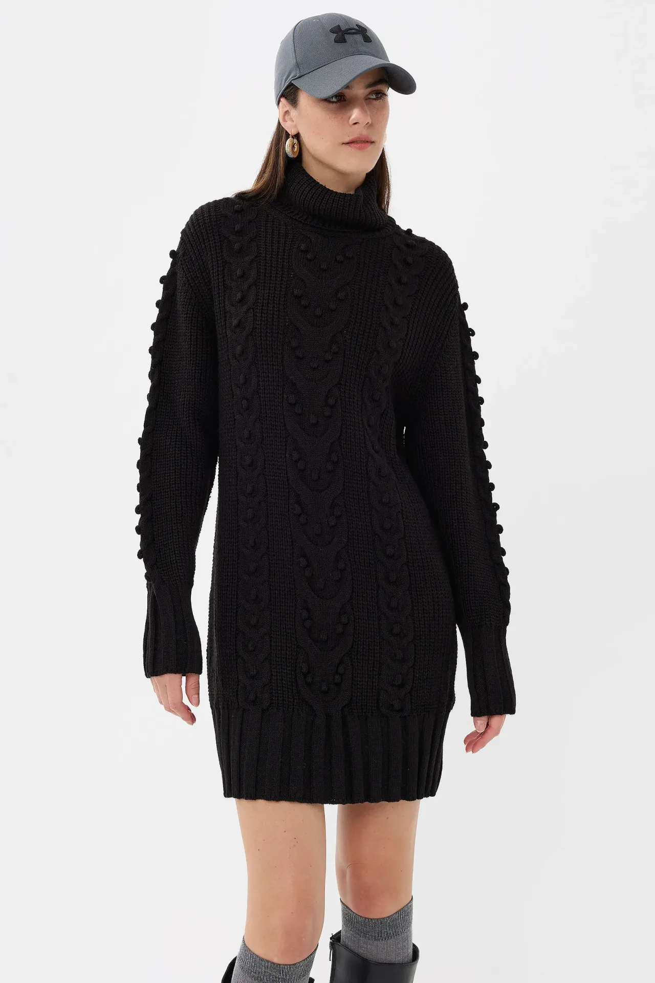 Knitted High-Neck Mini Dress