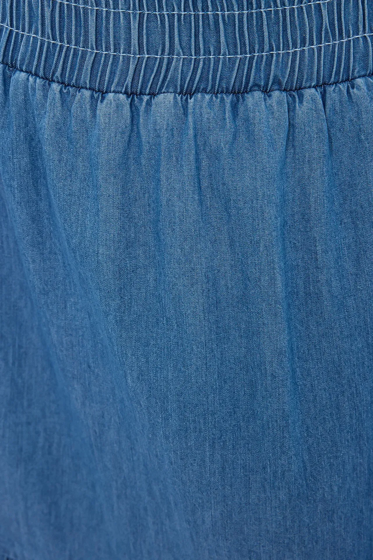 Denim-Look Maxi Skirt with Tiered Elastic Waist