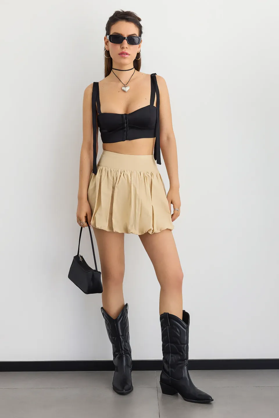 Mini Balloon Skirt with Attached Inner Short