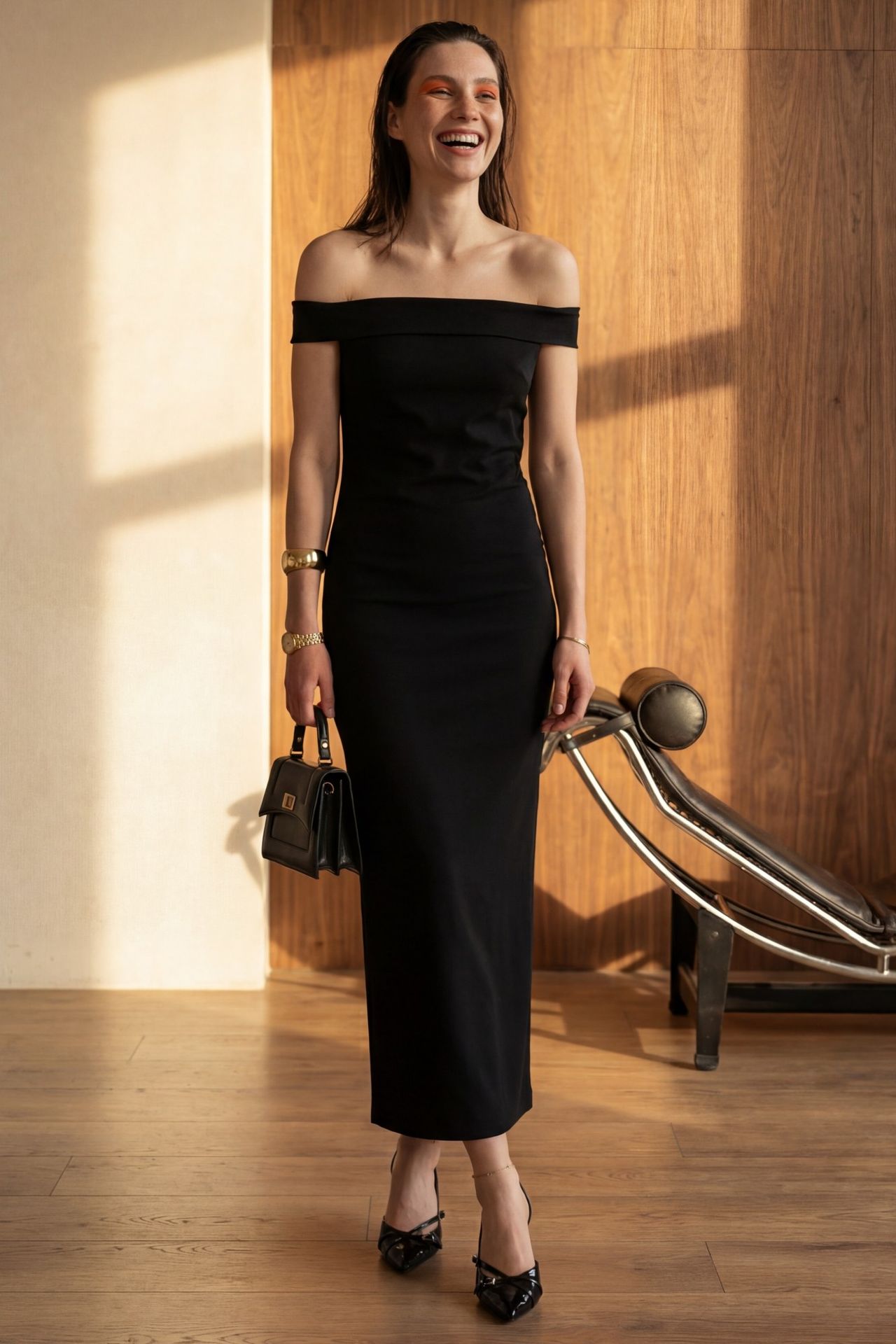 MY FASHION Off Shoulder Bodycon Maxi Dress with Slit 5