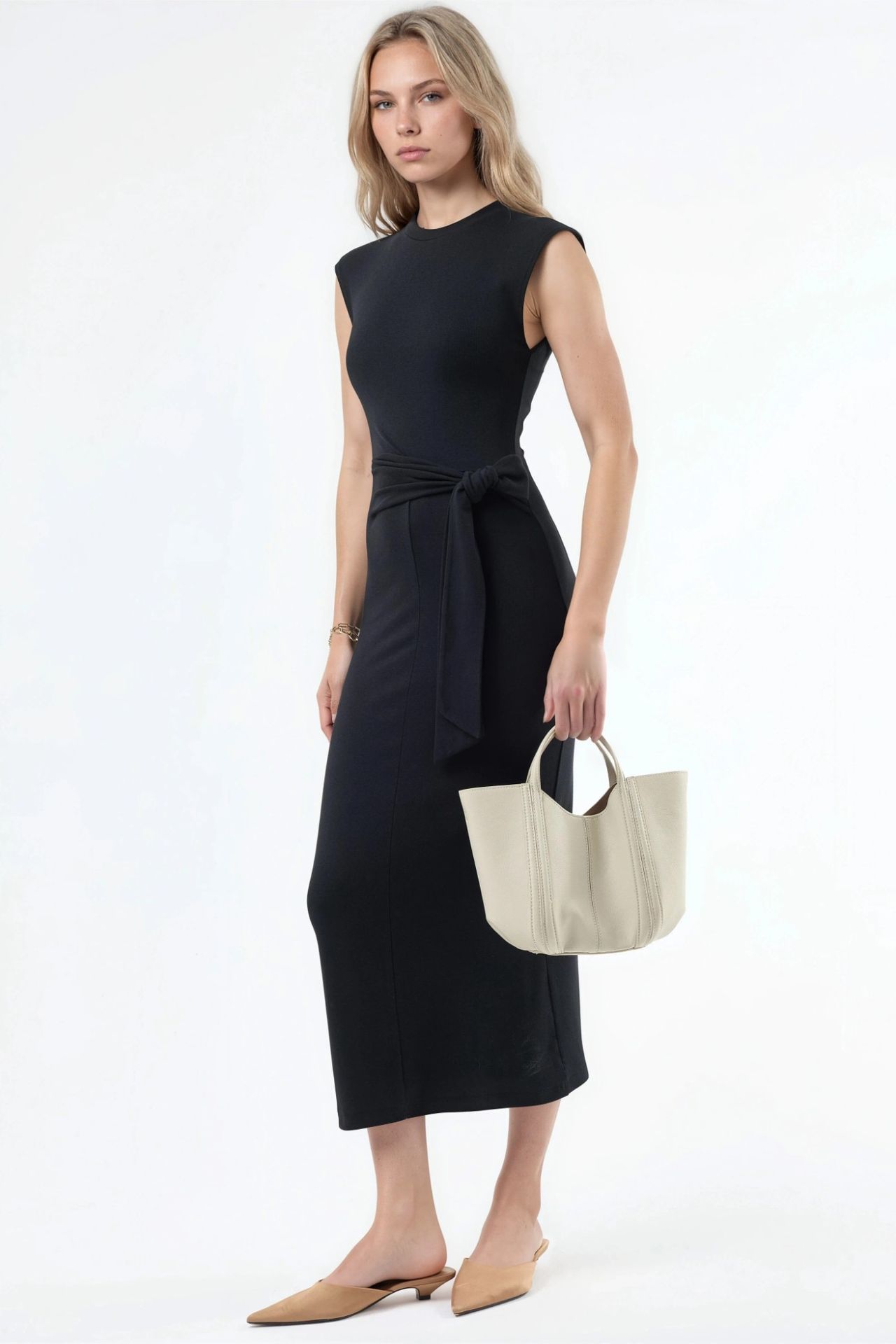 BUSEM Midi Dress with Tie Detail 1