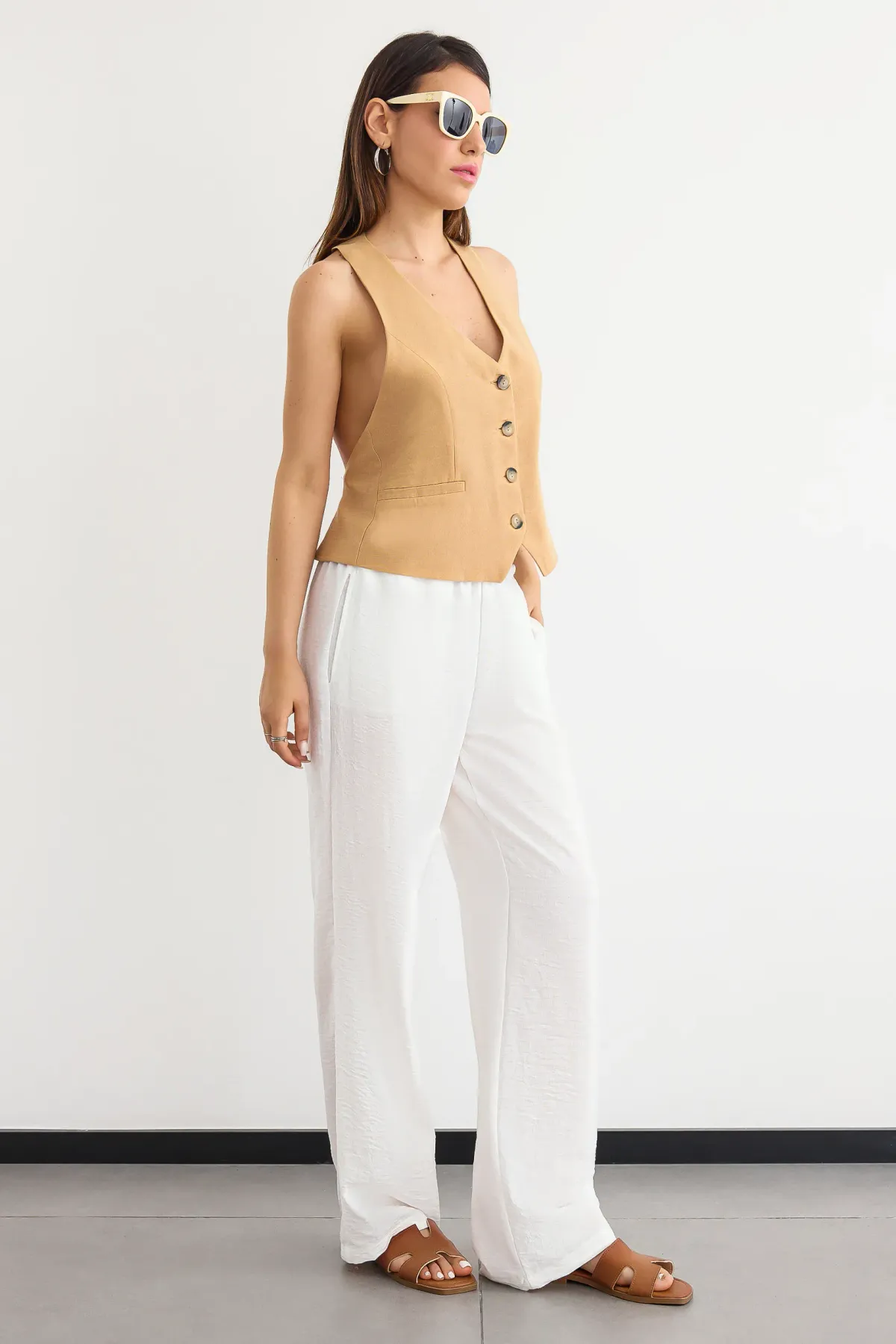 Solid V Neck Waistcoat 2
