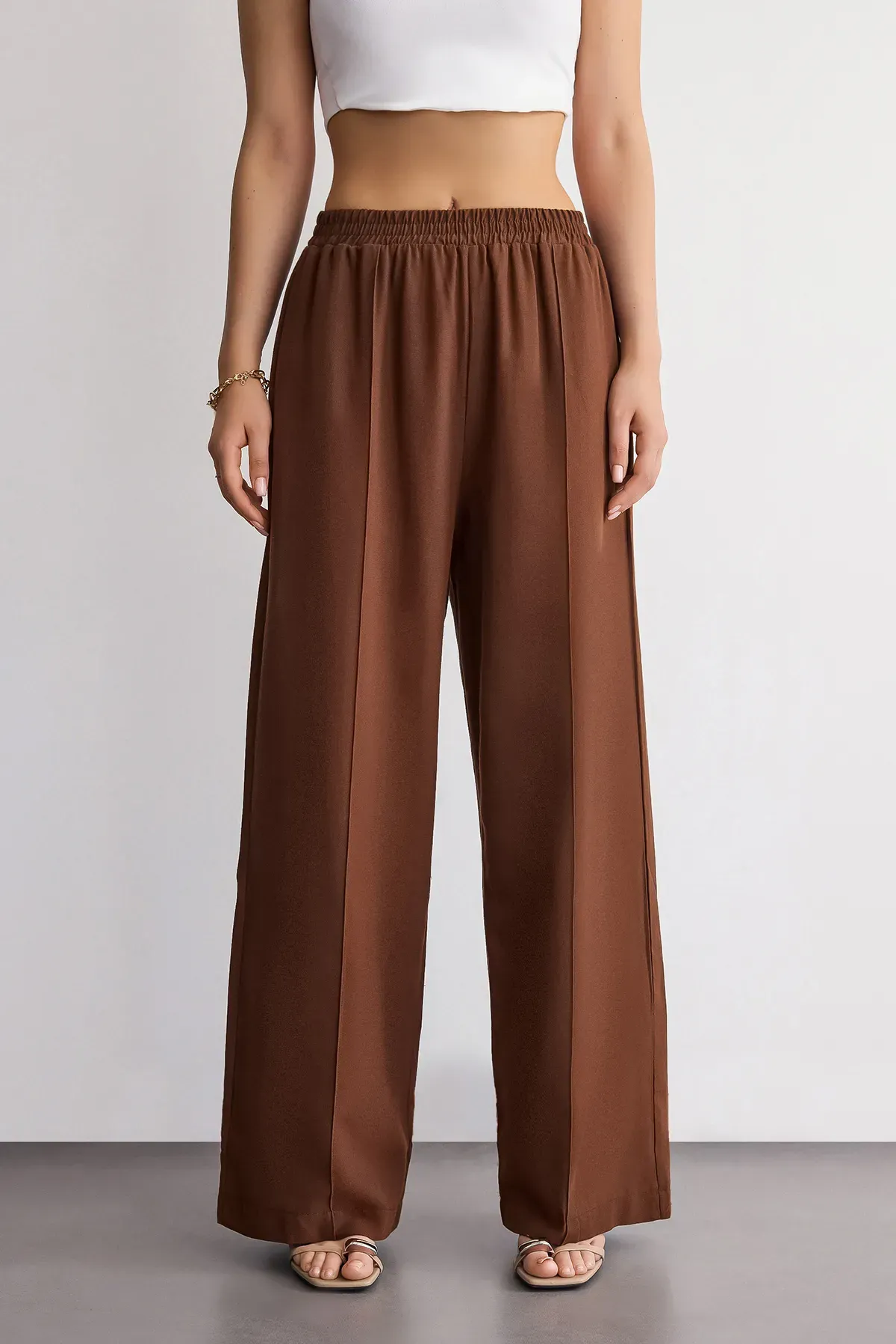 Wide-Leg High-Waist Cotton Trousers 1