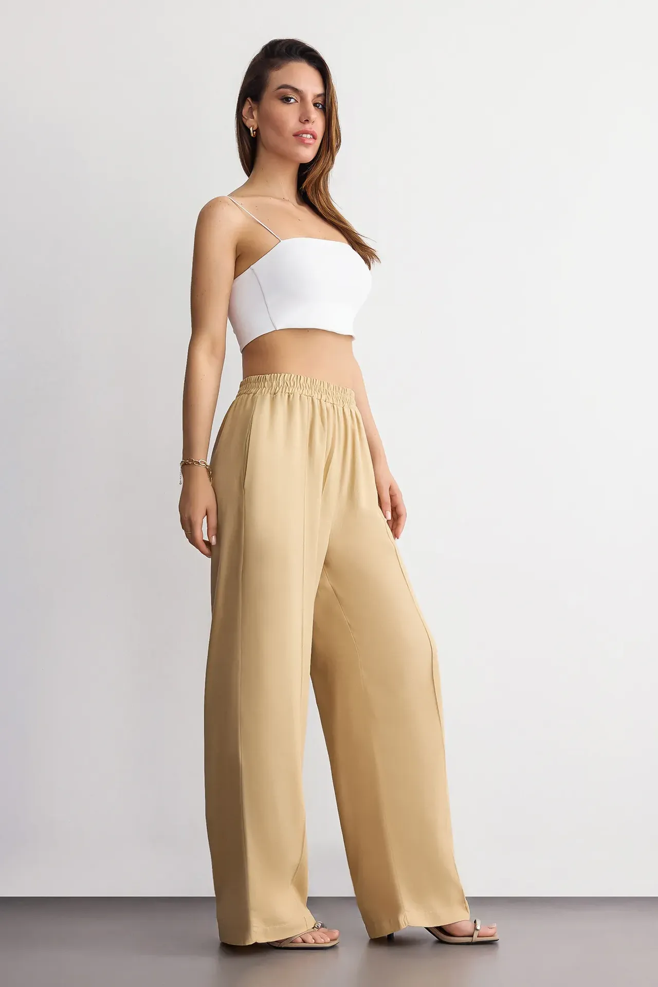 Wide-Leg High-Waist Cotton Trousers