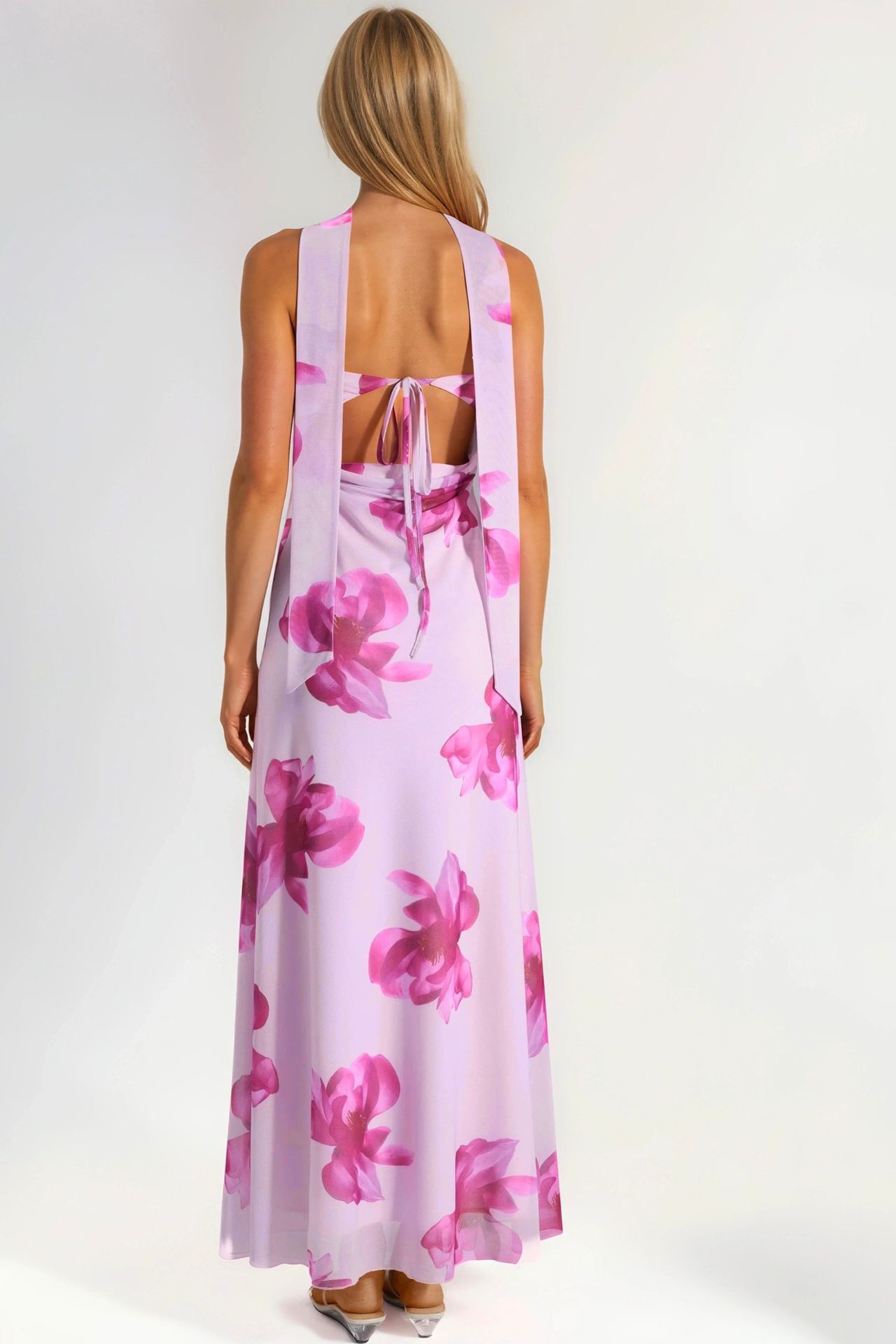 Strapless Maxi Dress with Floral Print 8