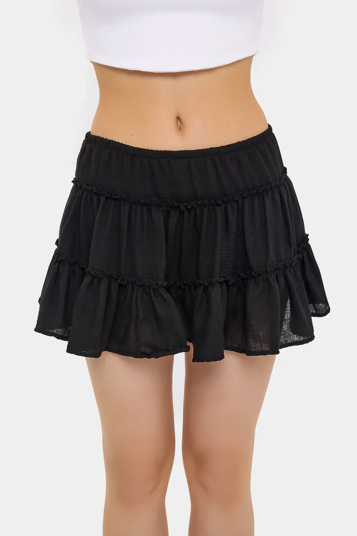 Ruffled Tiered Woven Skirt with Elastic Waist 4