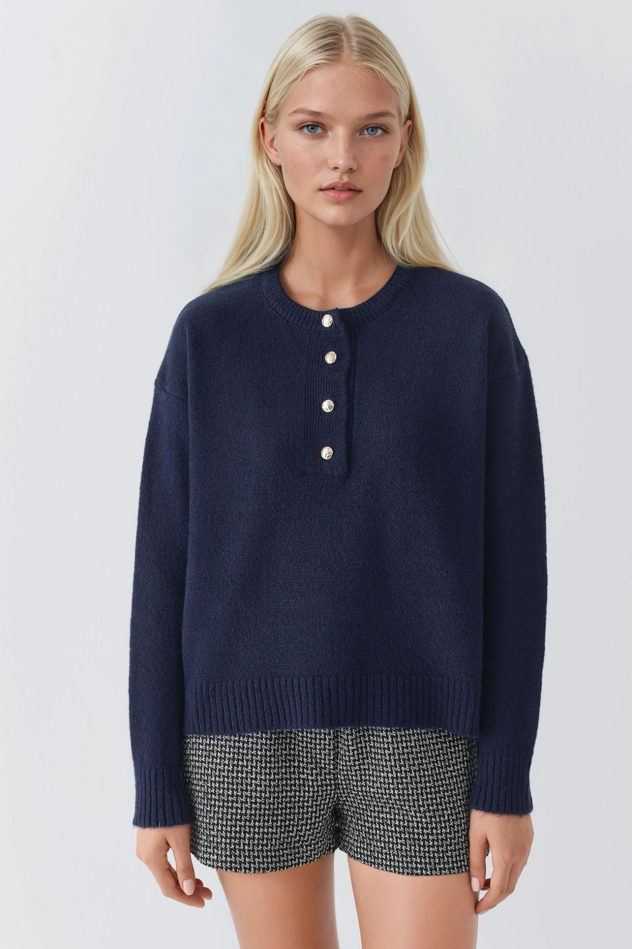 Soft Textured Knit Sweater with Buttons 7