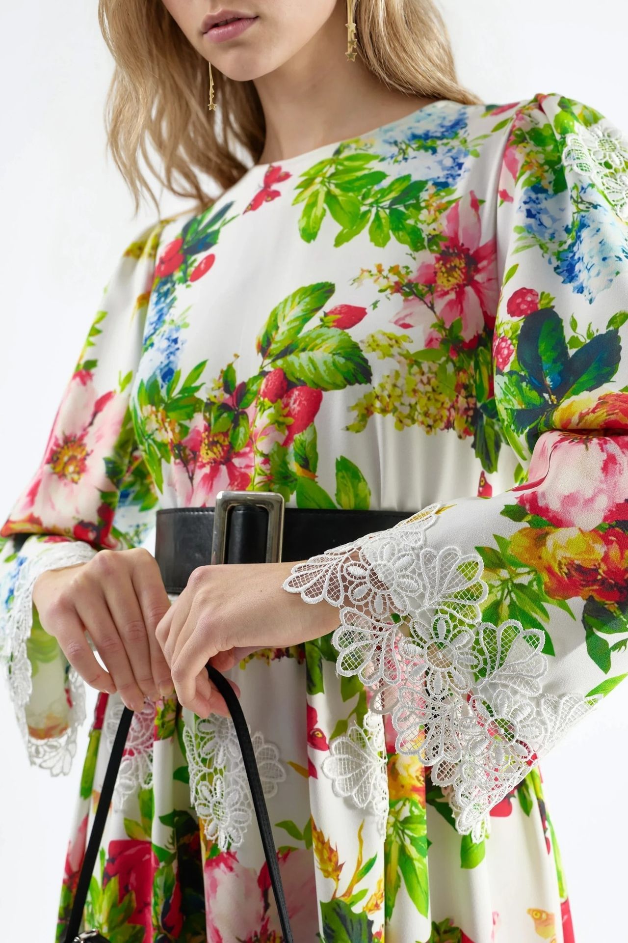 MSN Floral Belted A-Line Midi Dress 4
