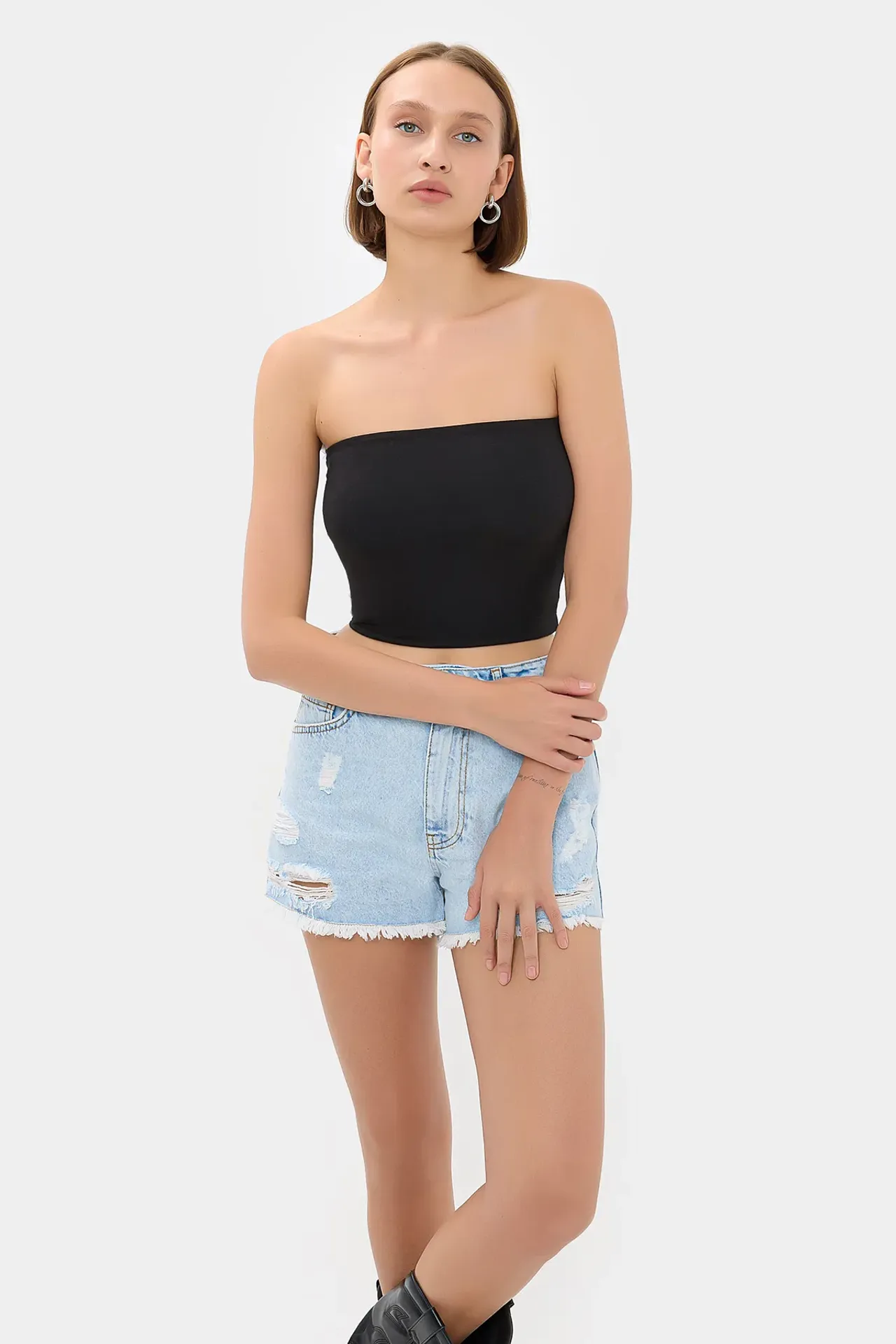 Strapless Basic Sleeveless Cropped Top