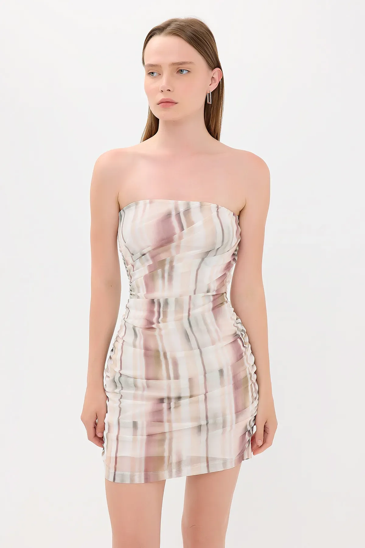 Abstract Strapless Mini Dress 2