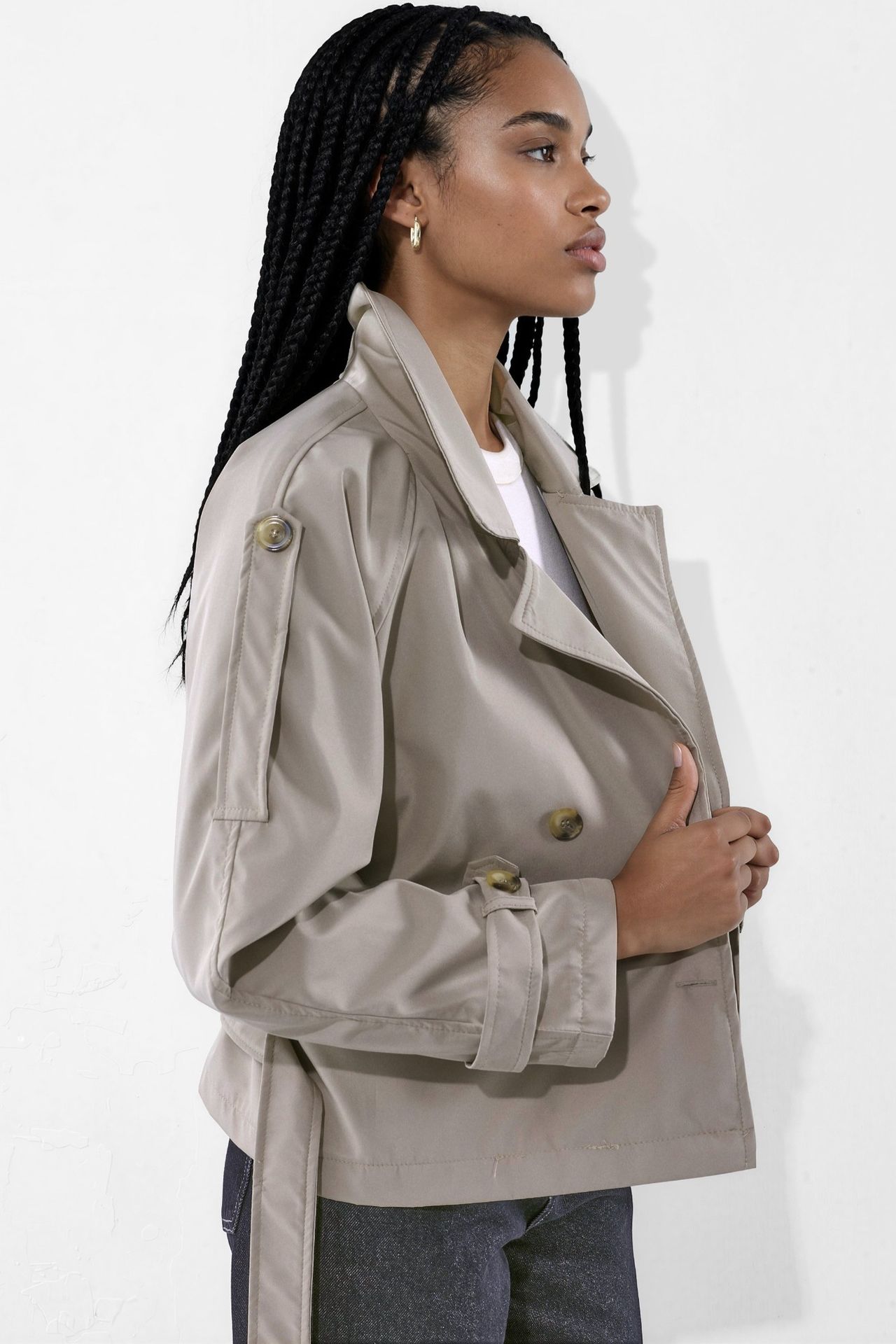 Short Double-Breasted Trench Coat 5